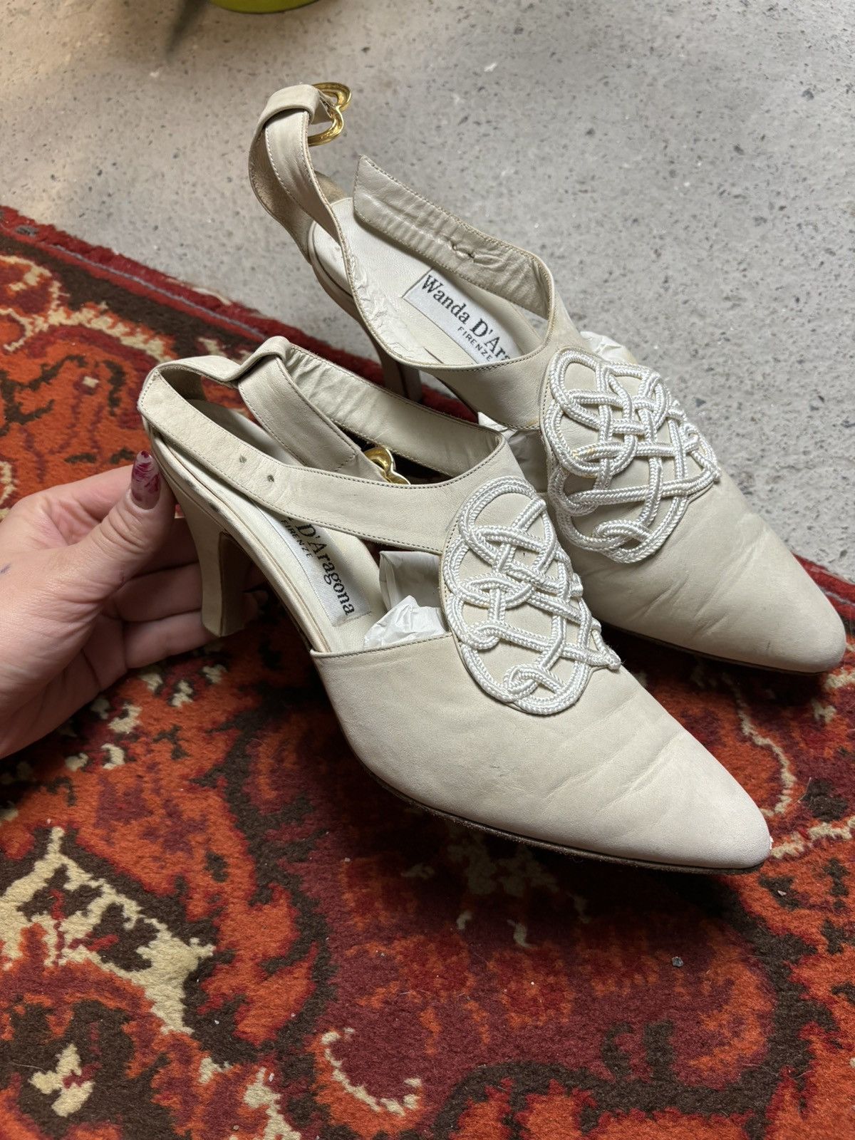 Designer × Japanese Brand × Vintage Vintage avant garde beige wanda d’aragona opium heels Size US 7 / IT 37 - 1 Thumbnail