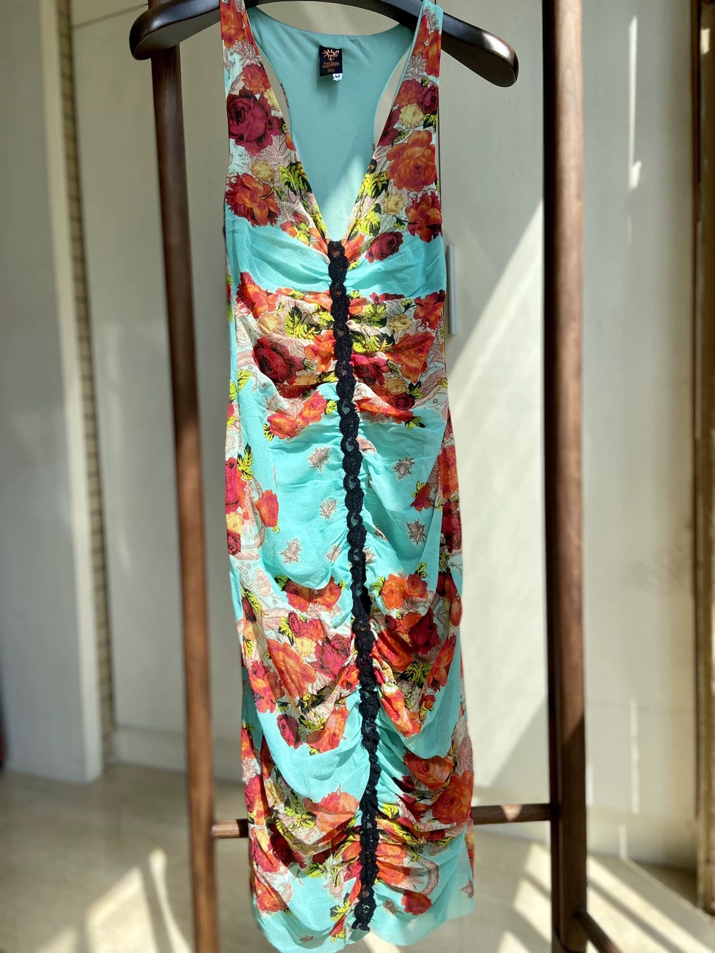 Jean Paul Gaultier JPG Women's Tiffany Blue Rose Print Tulle Dress M Size M / US 6-8 / IT 42-44 - 3 Thumbnail