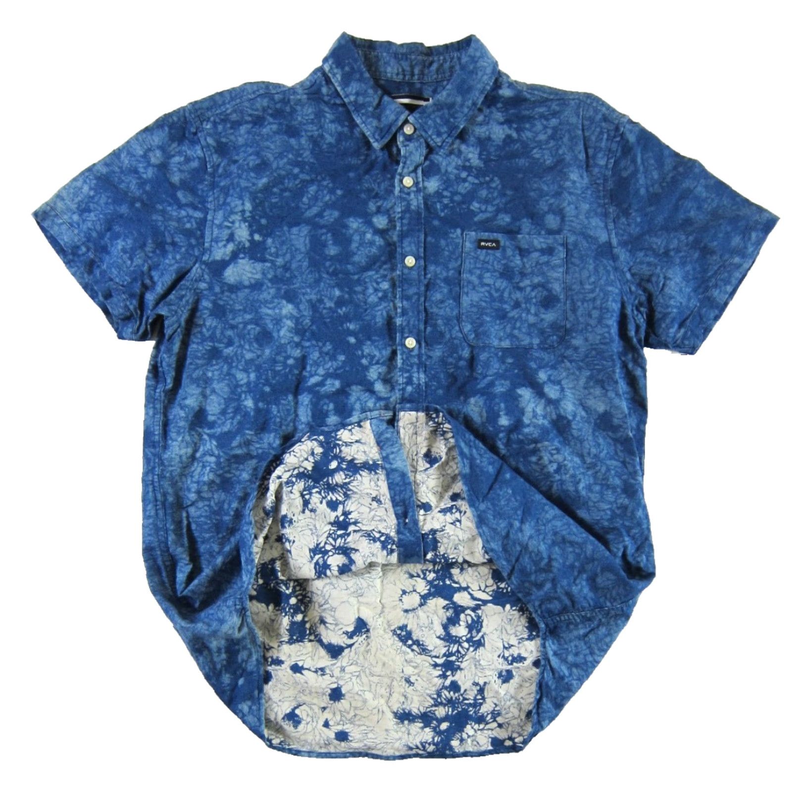 RVCA RVCA Button-Up Shirt Men Large Blue Tie Dye 100% Cotton Short Sleeve Casual Travel Size US L / EU 52-54 / 3 - 4 Thumbnail