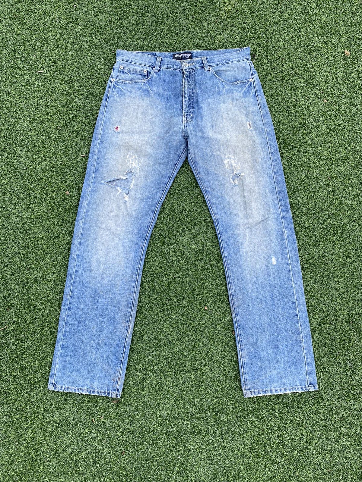 Stussy × Vintage STUSSY ROUGH AND RUGGED WORKGEAR DISTRESSED SS LOGO JEANS 🎱 Size US 34 / EU 50 - 6 Thumbnail