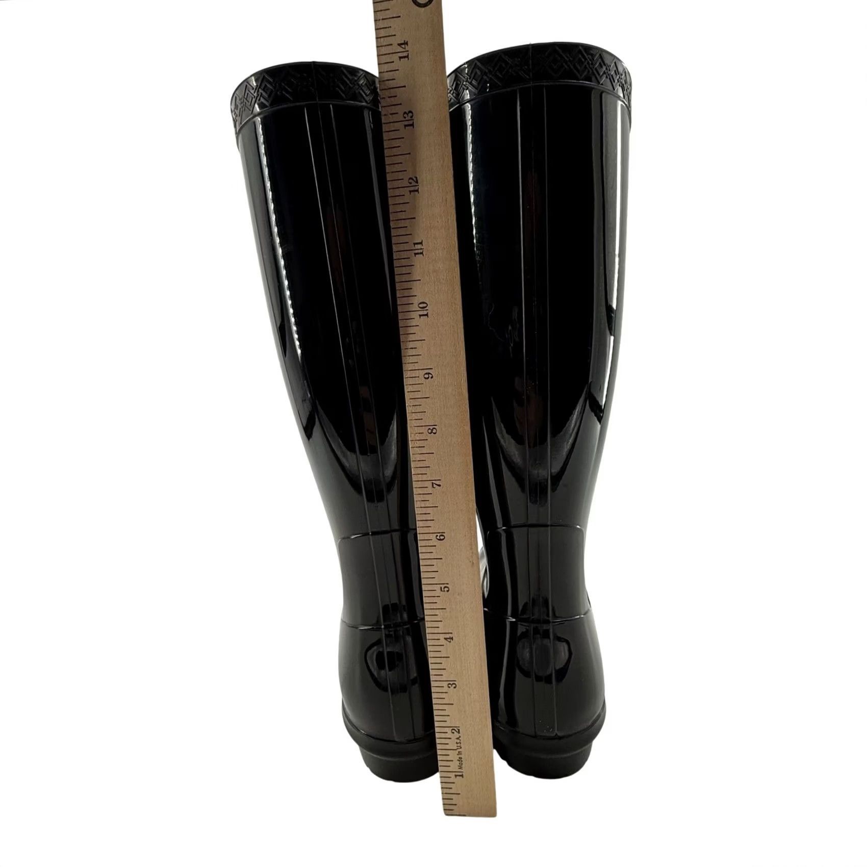 Ugg UGG Shaye Rain Boot Black Glossy Waterproof Knee High Insole Sheepskin 9 Womens Size US 9 / IT 39 - 5 Thumbnail