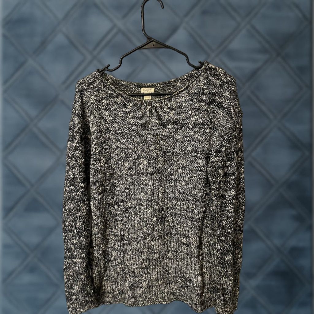 J.Crew J. Crew Womens Size Large Gray Black Marled Crewneck Pullover Sweater Boat Size L / US 10 / IT 46 - 1 Thumbnail
