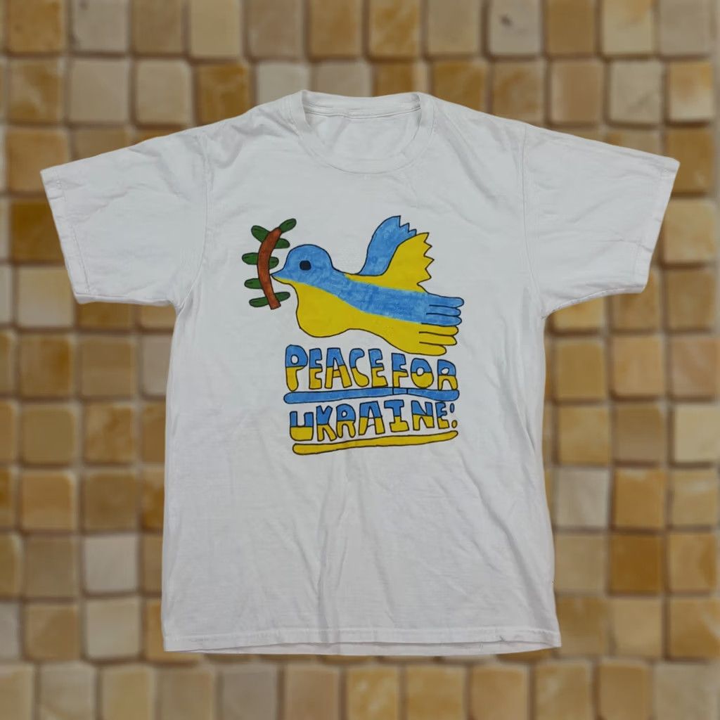 Vintage VINTAGE Peace For Ukraine Hand Painted Size S Anti-War Bird White Flag T Shirt Size US S / EU 44-46 / 1 - 1 Thumbnail