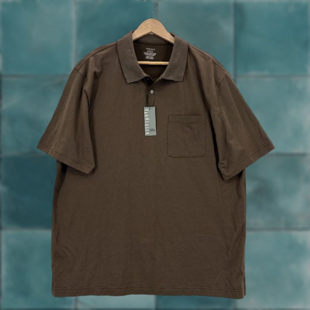 Van Heusen VAN HEUSEN Polo Shirt Mens XL Brown Fundamentals Casual Knit Polo Shirt Mens XL Brown Size US XL / EU 56 / 4 - 1 Thumbnail