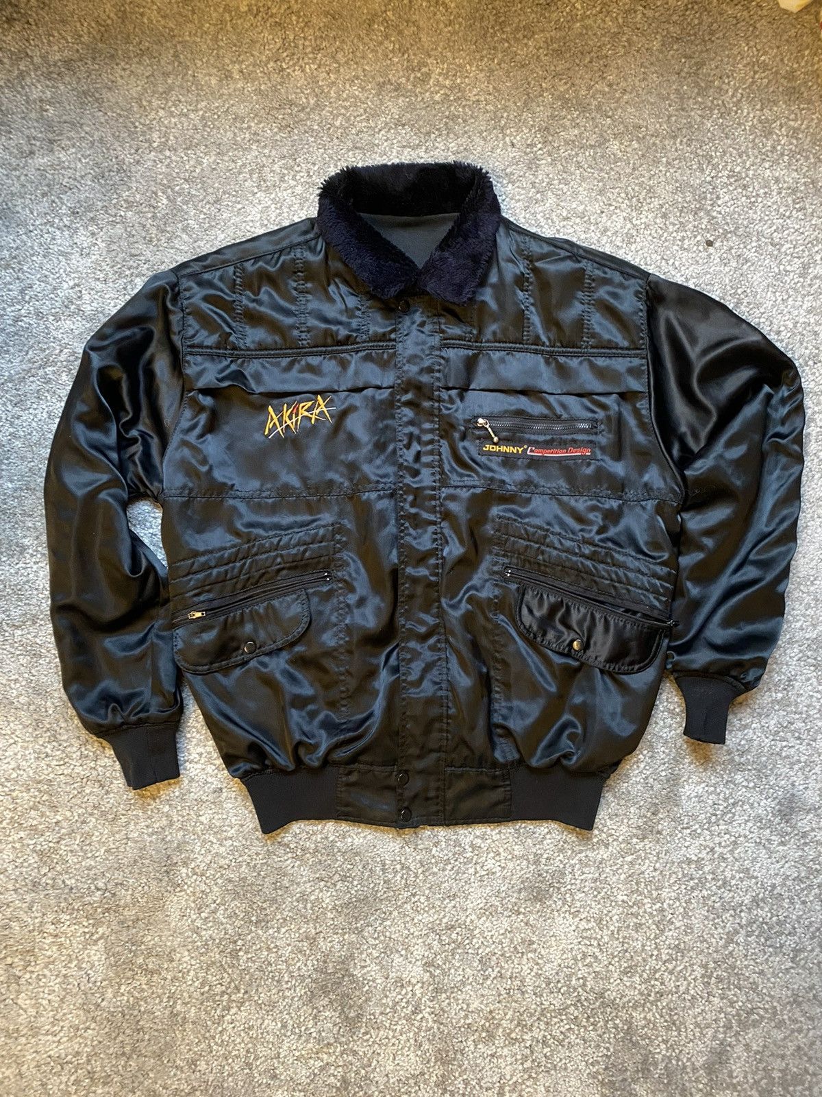 image of Movie x Vintage Akira Vintage Fur Bomber in Black, Men's (Size Medium)