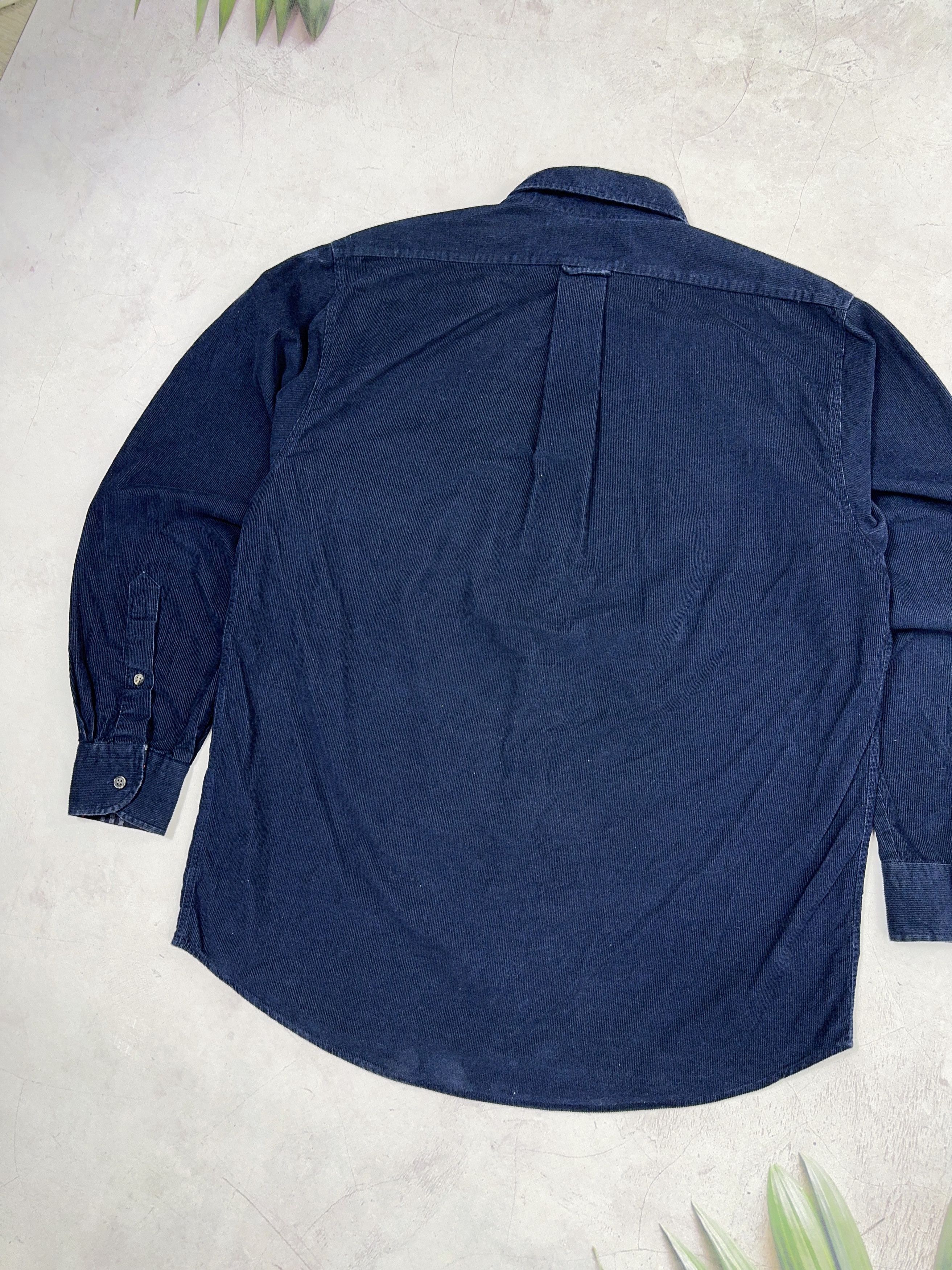 Burberry × Vintage Burberrys Corduroy Shirt Dark Blue & Nova Check Cuffs Size US L / EU 52-54 / 3 - 19 Thumbnail