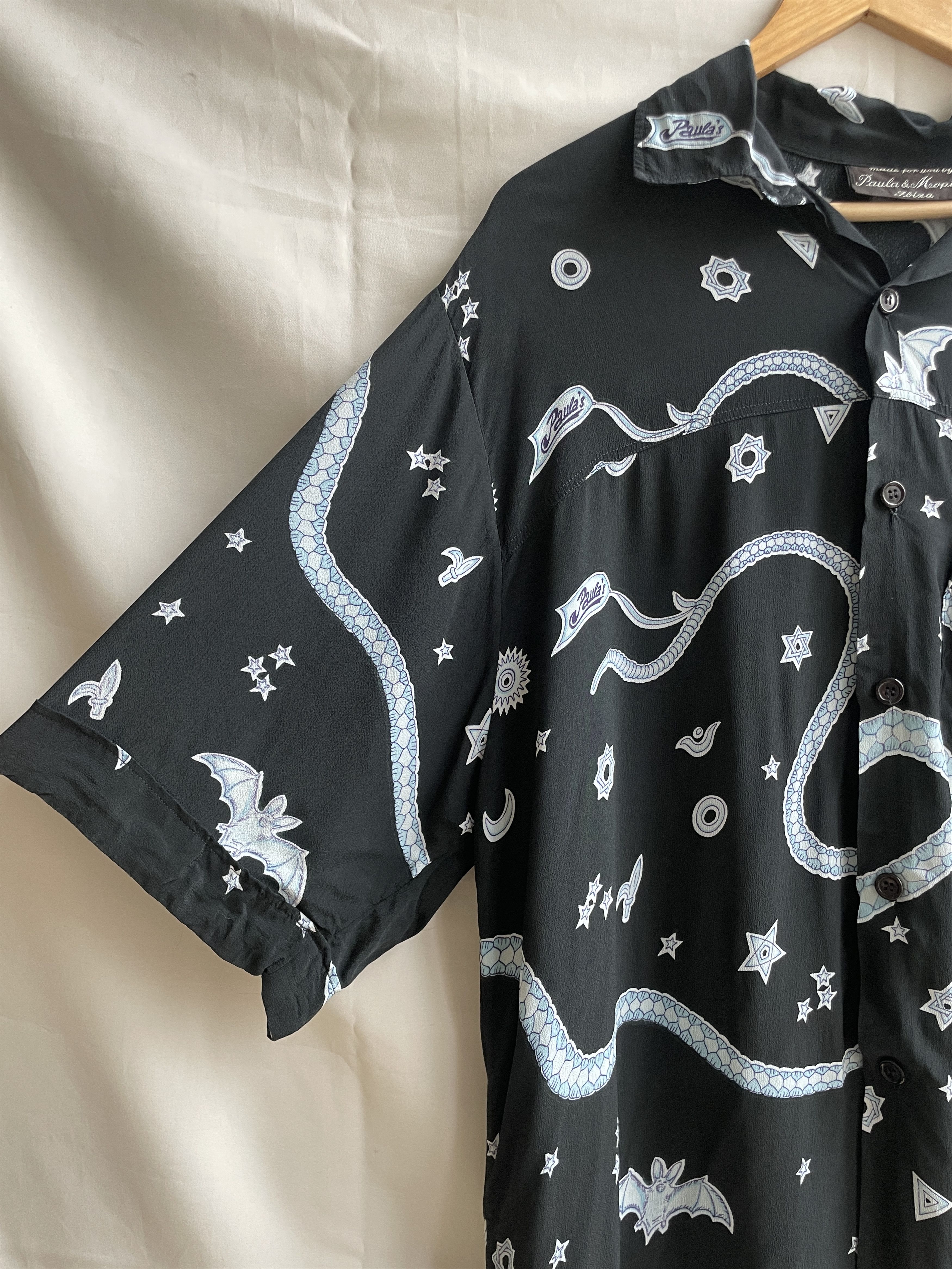 Vintage Paula & Mopitz Ibiza Loewe VTG 70s Silk Relaxed Tunic Blouse Size L / US 10 / IT 46 - 5 Thumbnail