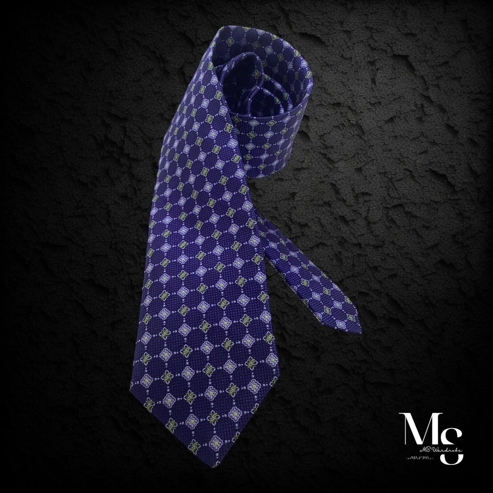 David Donahue DAVID DONAHUE Blue Floral Luxury Silk Tie Hand Made In USA Size ONE SIZE - 2 Thumbnail