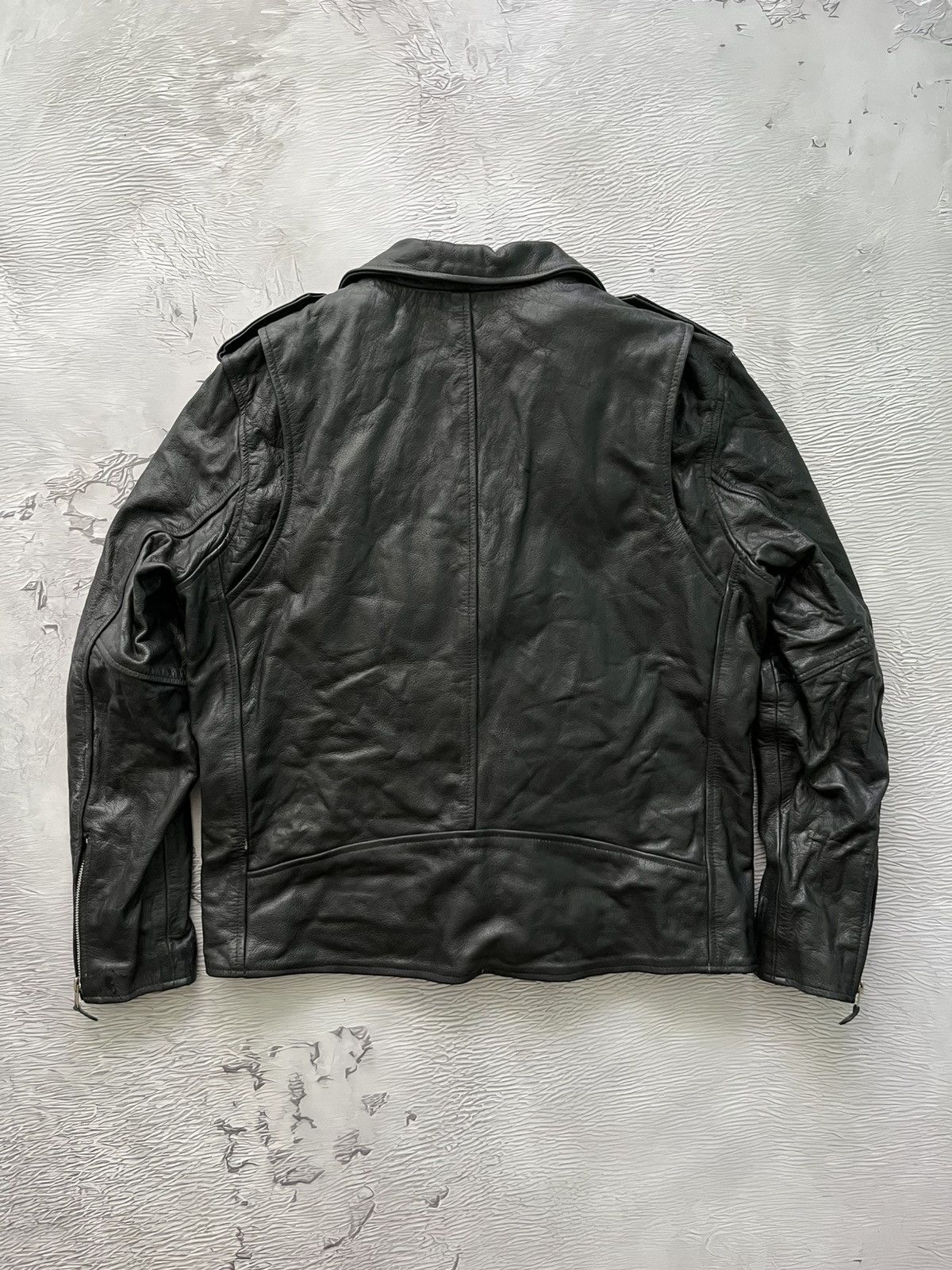 Vintage Wolf Wear Without Fear Vintage Leather Moto Jacket Black Size US XXL / EU 58 / 5 - 10 Thumbnail
