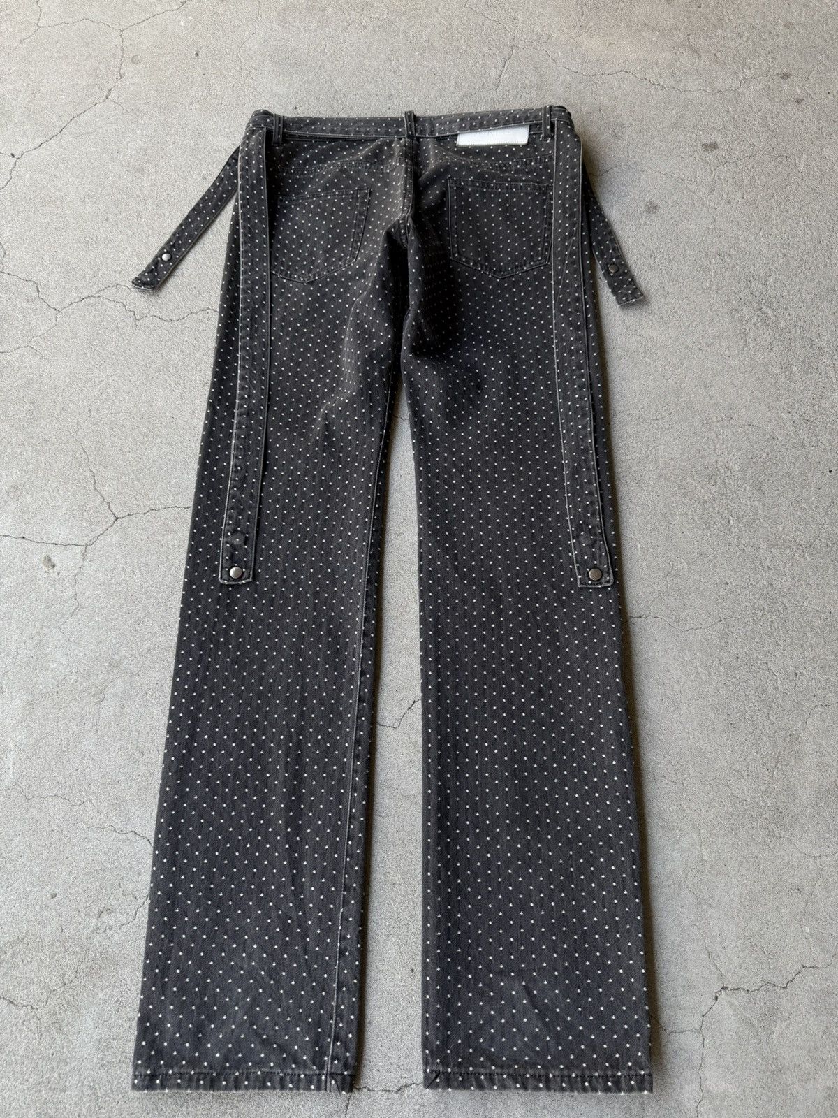 Kim Jones 2000s KIM JONES Dark Gray Embroidered Strap Denim Pants Size US 30 / EU 46 - 3 Thumbnail
