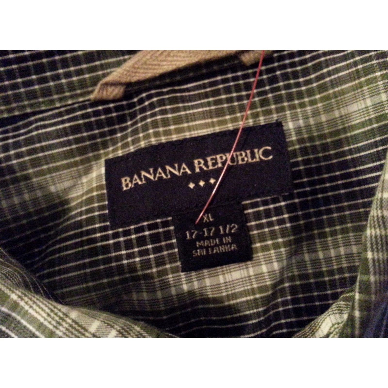 Banana Republic VINTAGE Banana Republic Dress Shirt Green Plaid XL 17 1/2 Cotton Long Sleeve Mens Shirt Size 48R - 4 Thumbnail