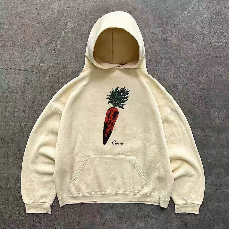 Japanese Brand Beige casual trend carrot pattern loose hoodie Size US L / EU 52-54 / 3 - 1 Thumbnail