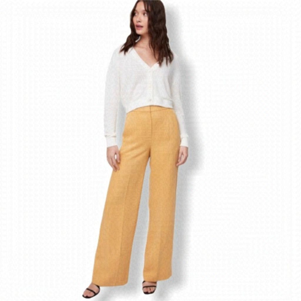 Aritzia NEW Wilfred Cairo Gold Wide Leg High Waist Trousers US 4 Size 27" / US 4 / IT 40 - 1 Thumbnail