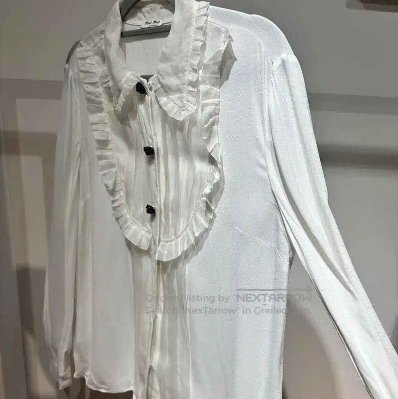 Miu Miu Miu Miu White Silk Women's Shirt . Size M / US 6-8 / IT 42-44 - 5 Thumbnail