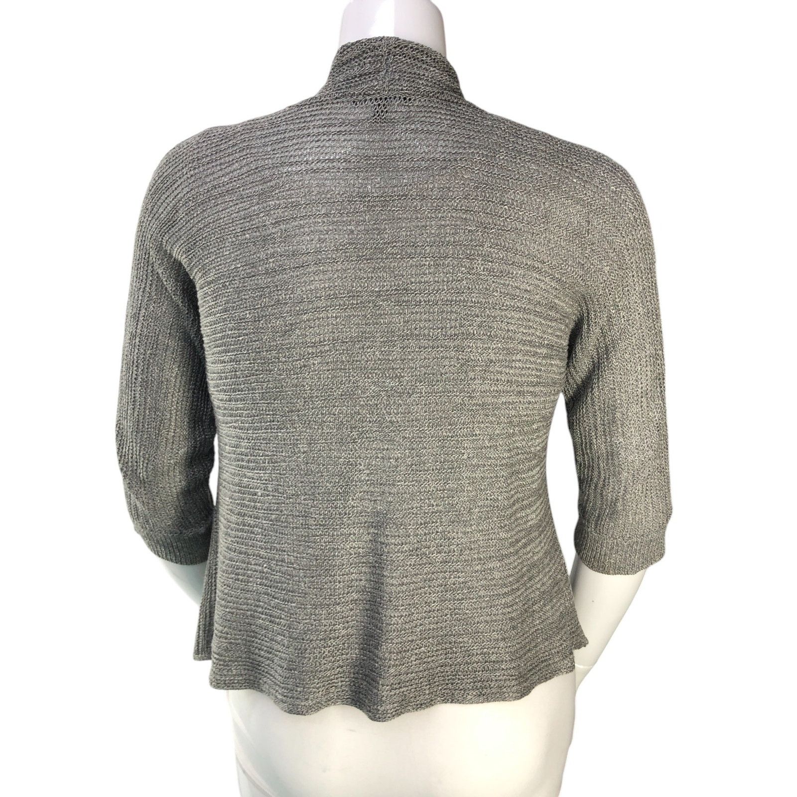 Eileen Fisher Eileen Fisher Size L Cardigan Open Front Linen Silk Gray Size L / US 10 / IT 46 - 7 Thumbnail
