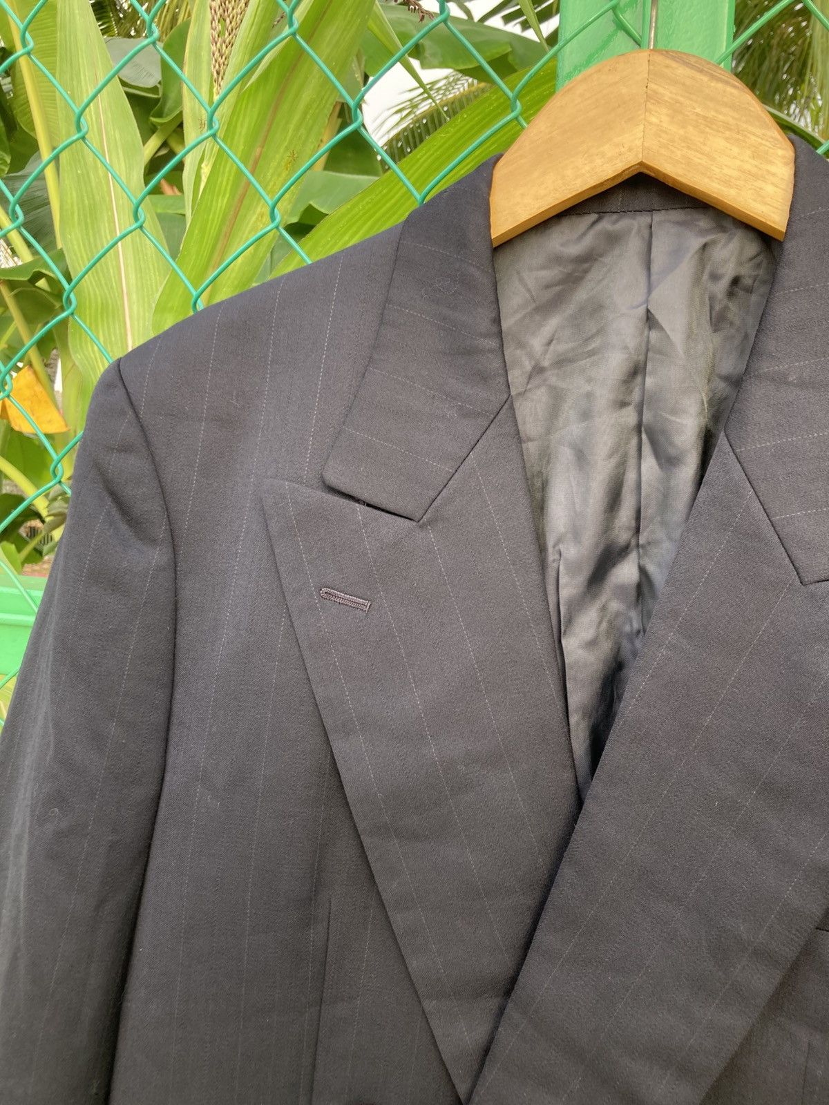 Takeo Kikuchi Takeo Kikuchi Black Double Breasted Pinstripe Blazer Size 44R - 6 Thumbnail
