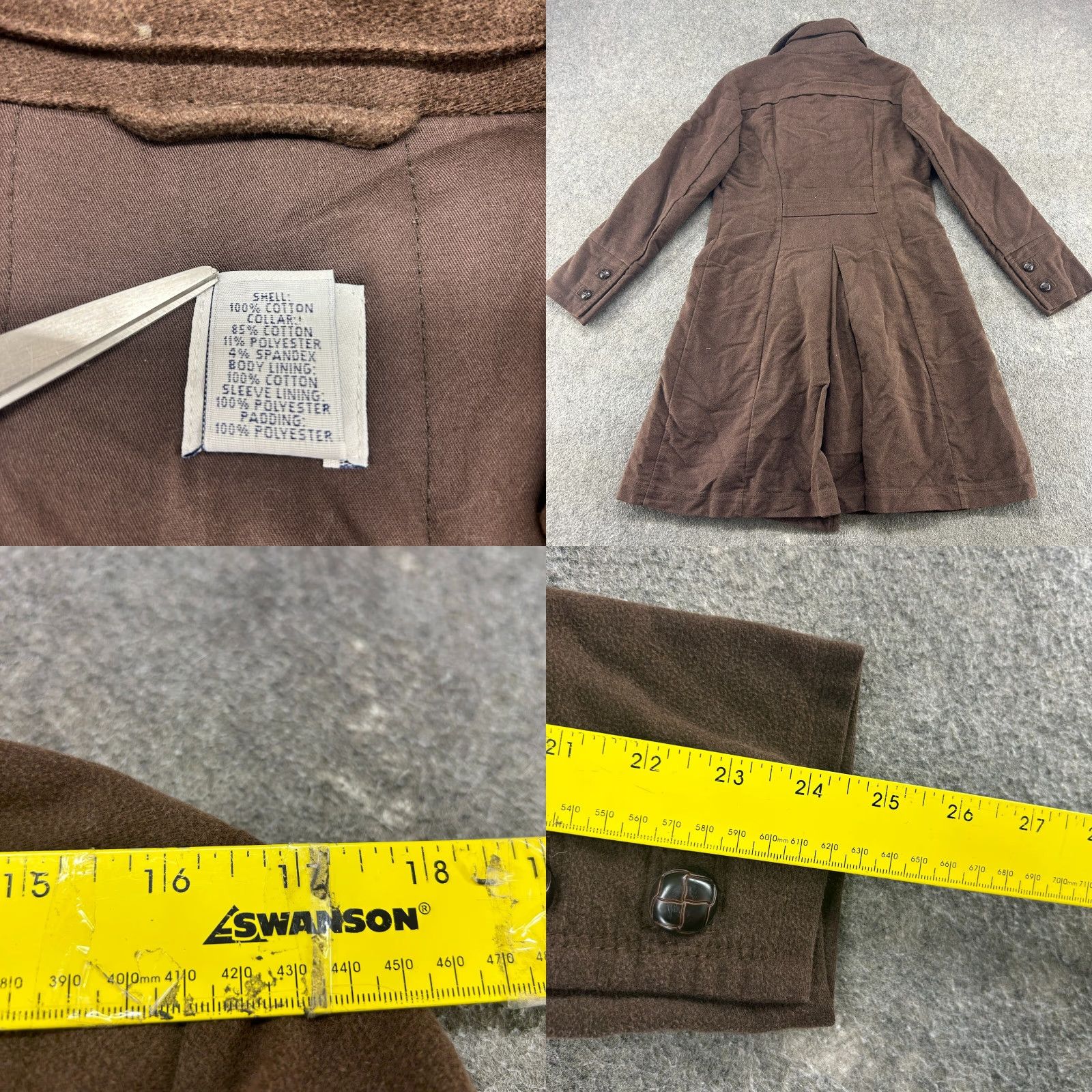 Gap VINTAGE Gap Coat Overcoat Womens Regular Medium Brown Long Trench 90s Pockets Size M / US 6-8 / IT 42-44 - 8 Thumbnail