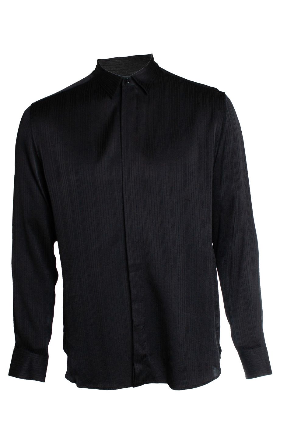 Saint Laurent Paris Saint Laurent, Black striped silk shirt 2018 Size US S / EU 44-46 / 1 - 1 Thumbnail