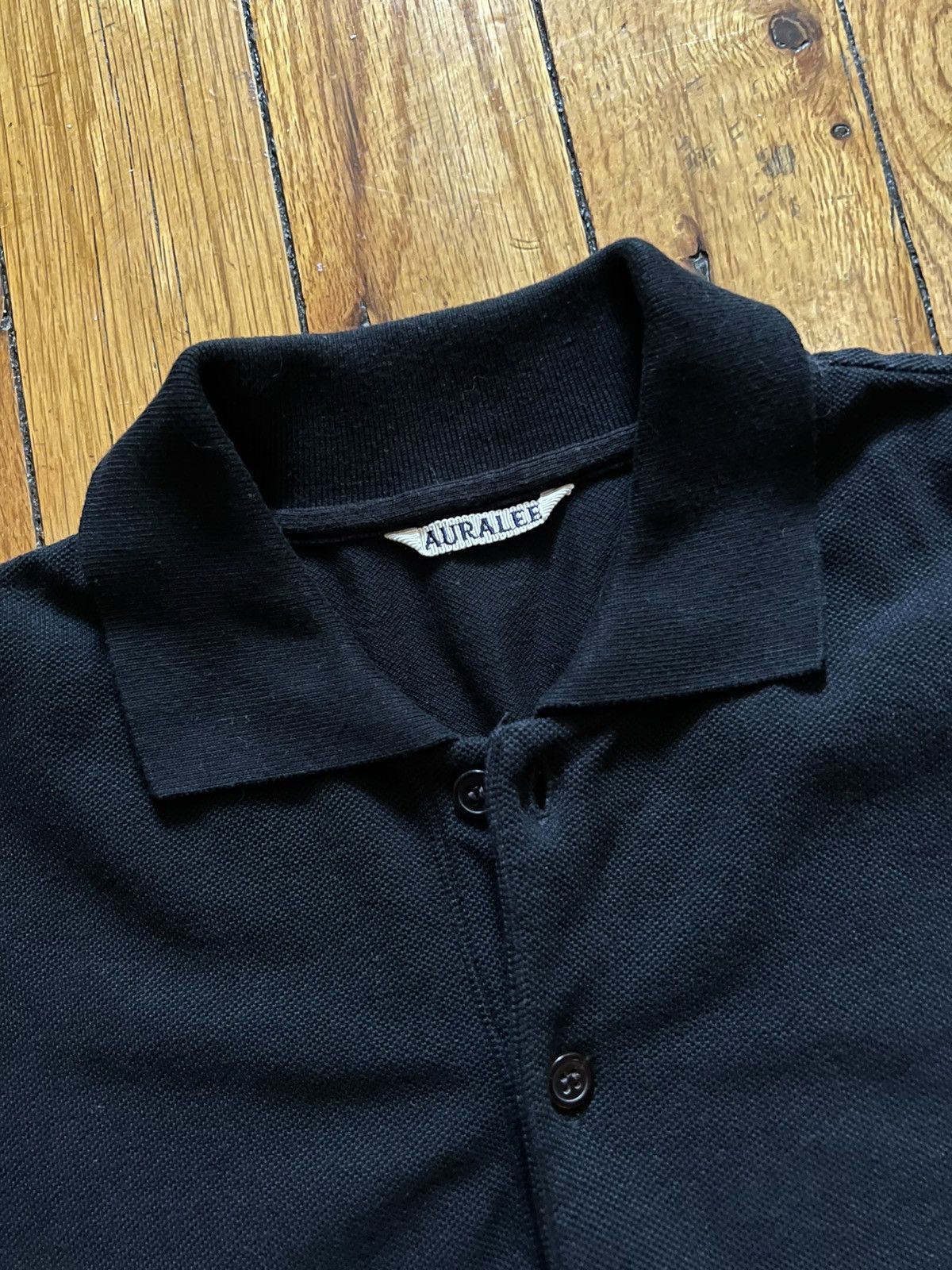 Auralee Auralee Black SUPER SOFT PIQUE BIG POLO | Grailed