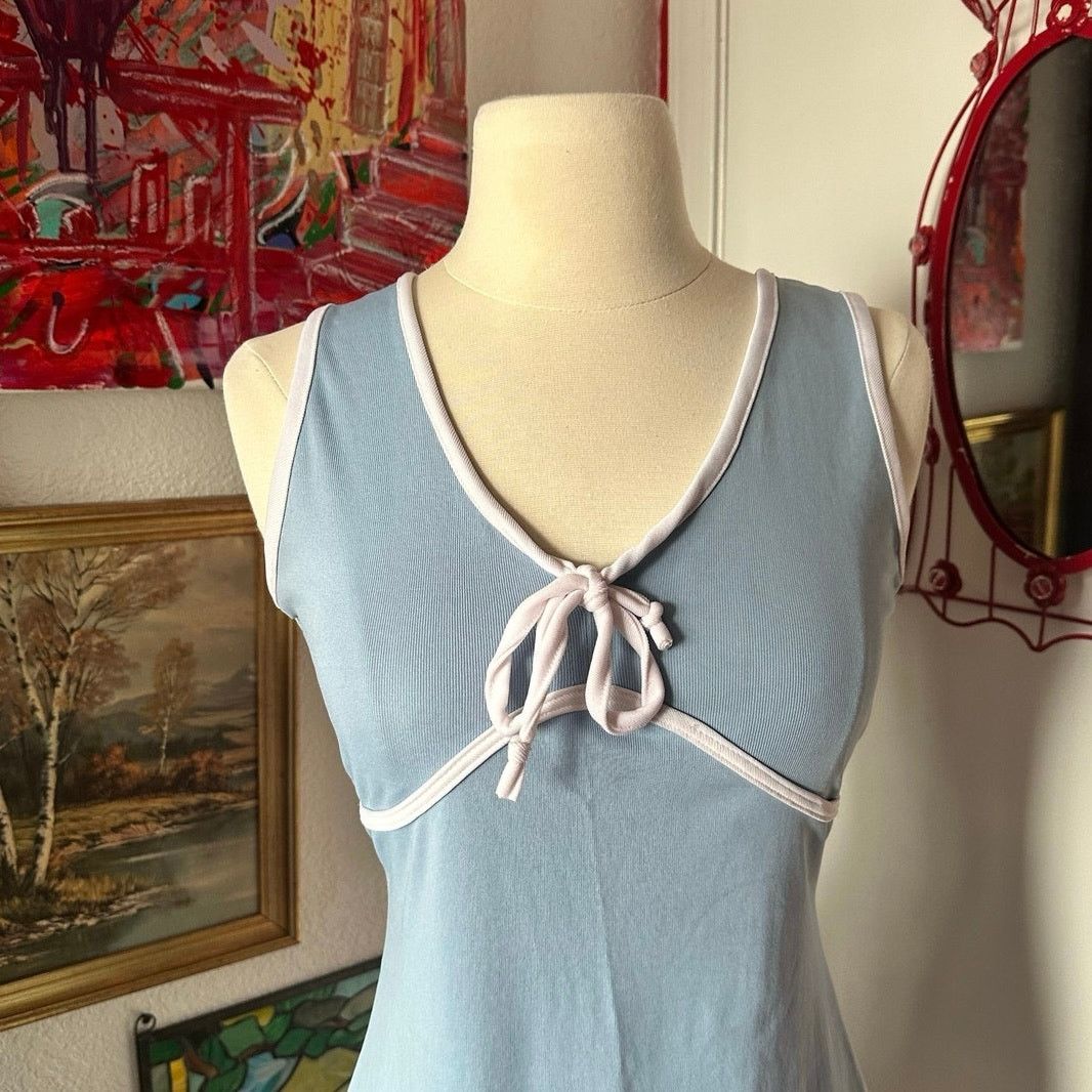 Other Mine vintage y2k baby blue and white mini dress Size M / US 6-8 / IT 42-44 - 2 Thumbnail