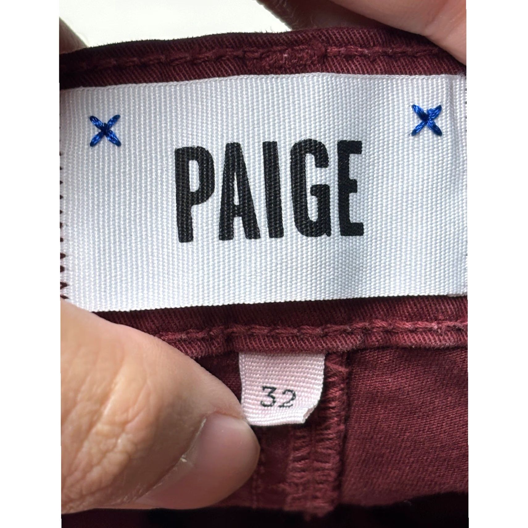 Paige Paige Normandie Pants Burgundy Red Cotton Blend 32x33 Straight Leg 5-Pocket USA Mens Chino Casual Workwear Modern Fit Size US 32 / EU 48 - 5 Thumbnail