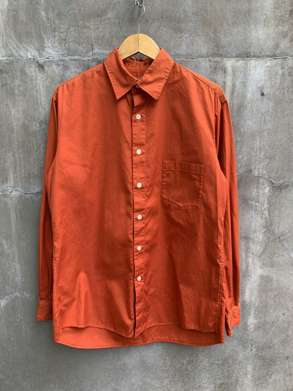 Yohji Yamamoto SS16 Orange Dyed Button Up Shirt Size US L / EU 52-54 / 3 - 1 Thumbnail