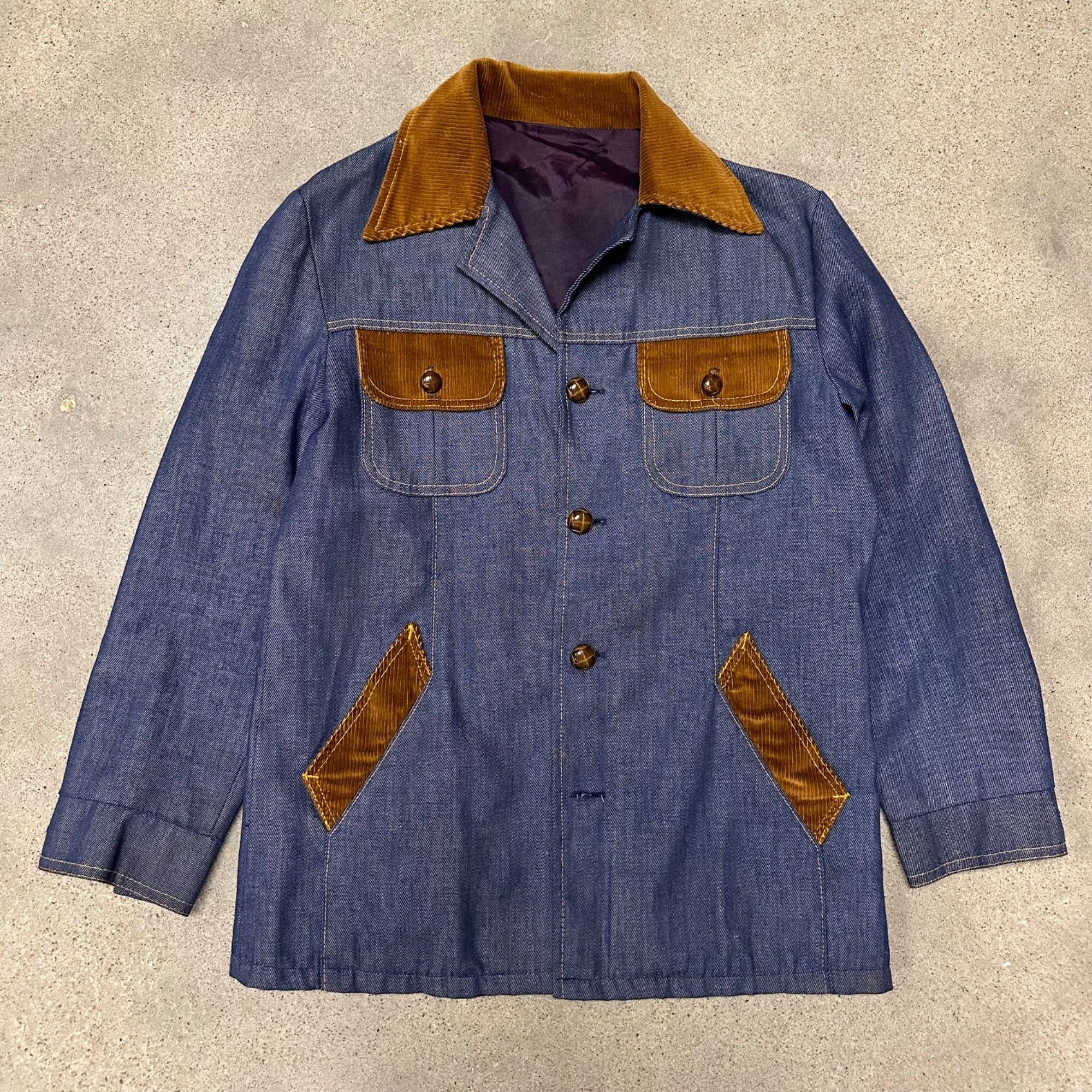 Vintage Vintage 70s Denim Corduroy Hippy Jacket Size US L / EU 52-54 / 3 - 1 Thumbnail