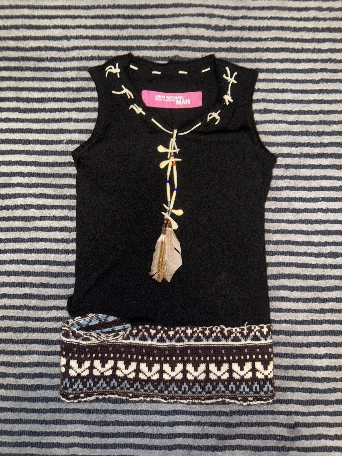Junya Watanabe 03 pink tribal necklace wool tank Size S / US 4 / IT 40 - 1 Thumbnail