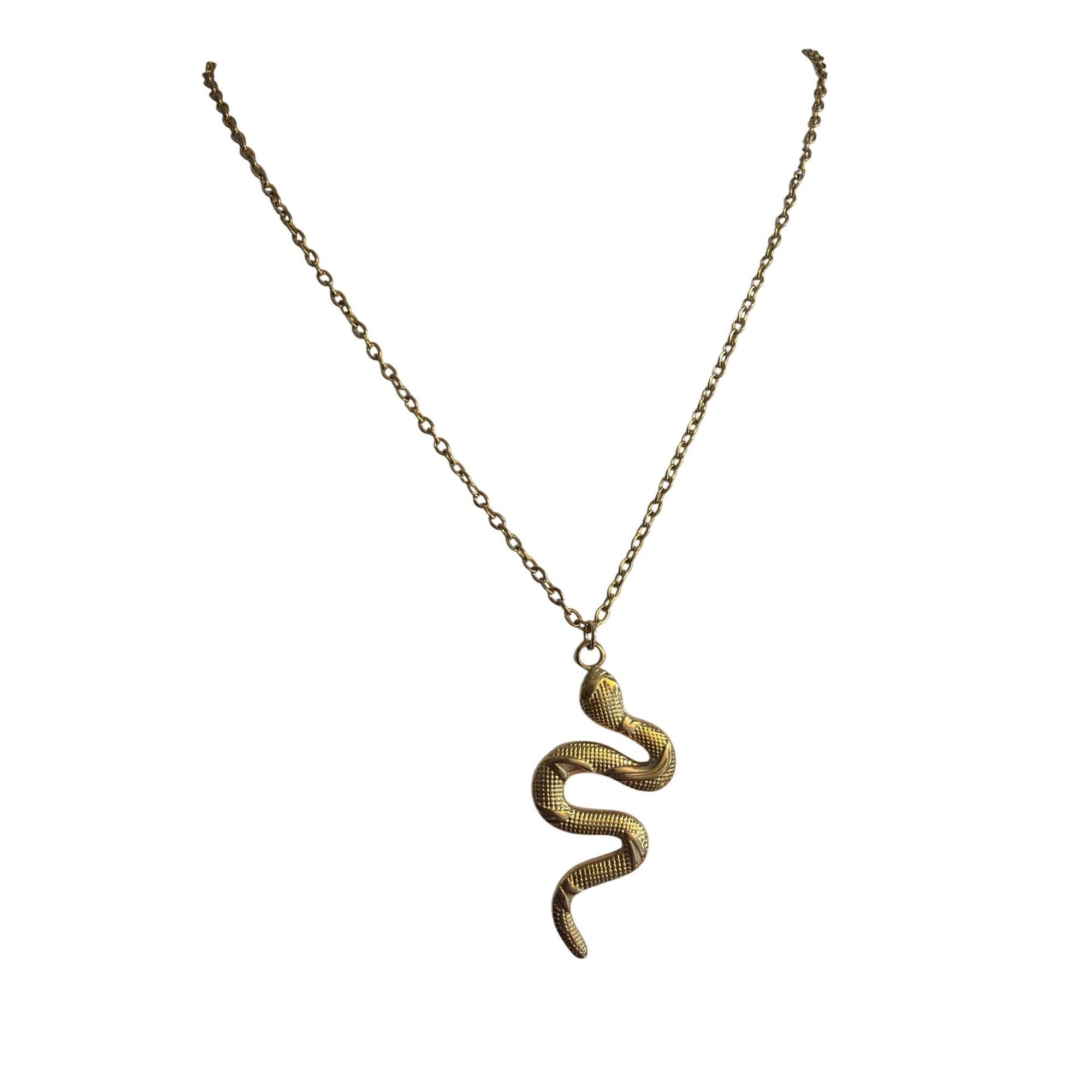 Other Gold Tone Snake Pendant Necklace Textured Serpent Adj 22" Un Size ONE SIZE - 1 Thumbnail