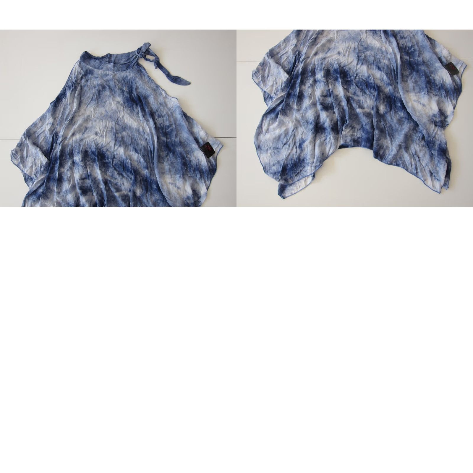 Vintage JW Style Blouse Tunic Sleeveless High Neck NWT Blue White Tie Dye M Womens Size M / US 6-8 / IT 42-44 - 8 Thumbnail