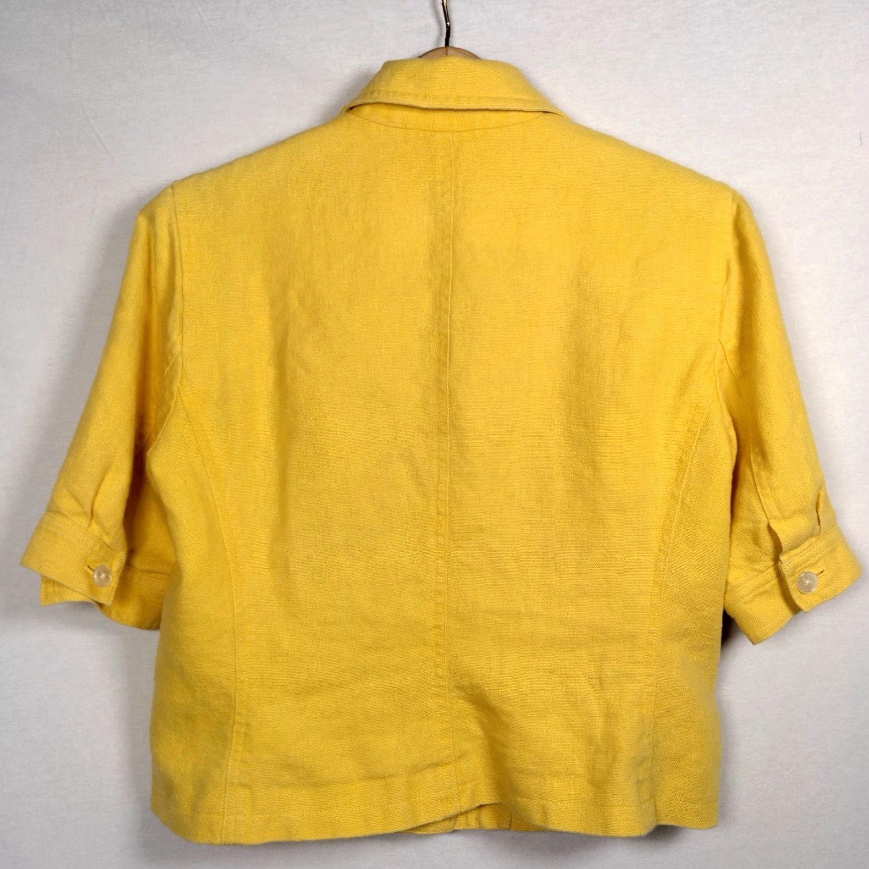 Ralph Lauren VINTAGE Lauren Ralph Lauren Blouse Women Size 6 Yellow Linen Short Sleeve Button Up Business Casual Preppy Size M / US 6-8 / IT 42-44 - 2 Thumbnail