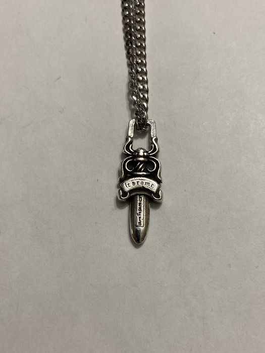 Chrome Hearts Chrome Hearts Silver Dagger Pendant Cuban Chain Necklace ...