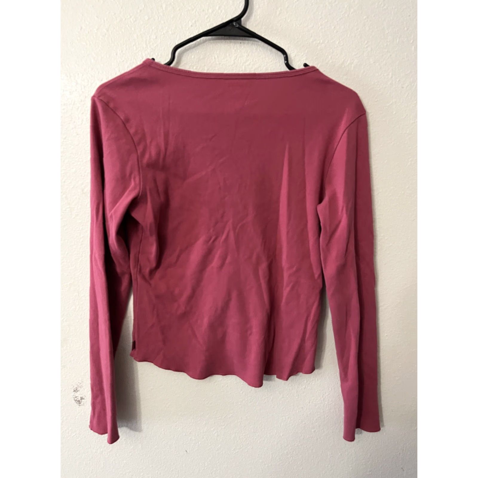 Express VINTAGE Express Pink Long Sleeve Henley T-Shirt Size L Women's Snap Size L / US 10 / IT 46 - 3 Thumbnail