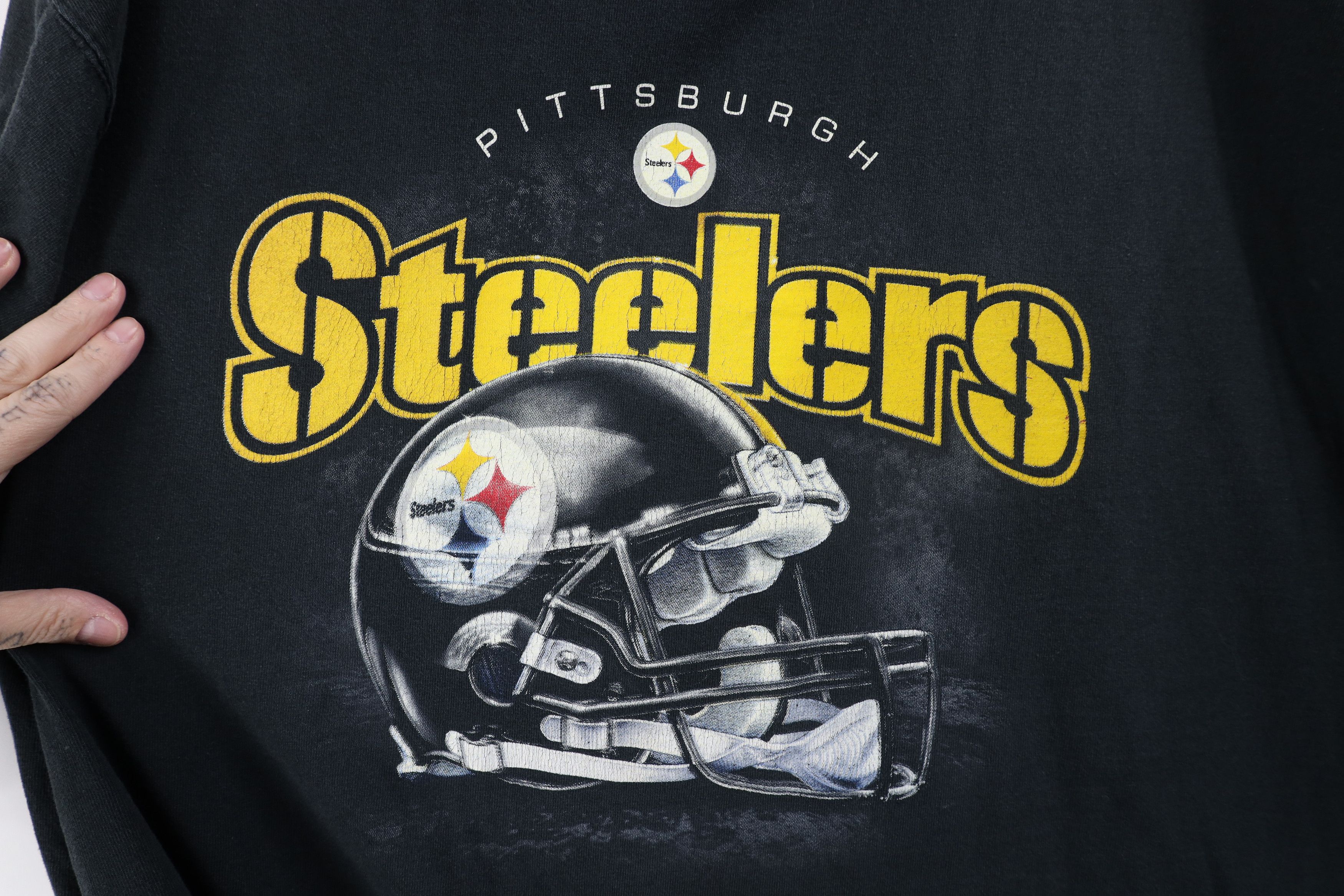 Vintage Vintage Spell Out Pittsburgh Steelers Football T-Shirt Black Size US XXL / EU 58 / 5 - 4 Thumbnail