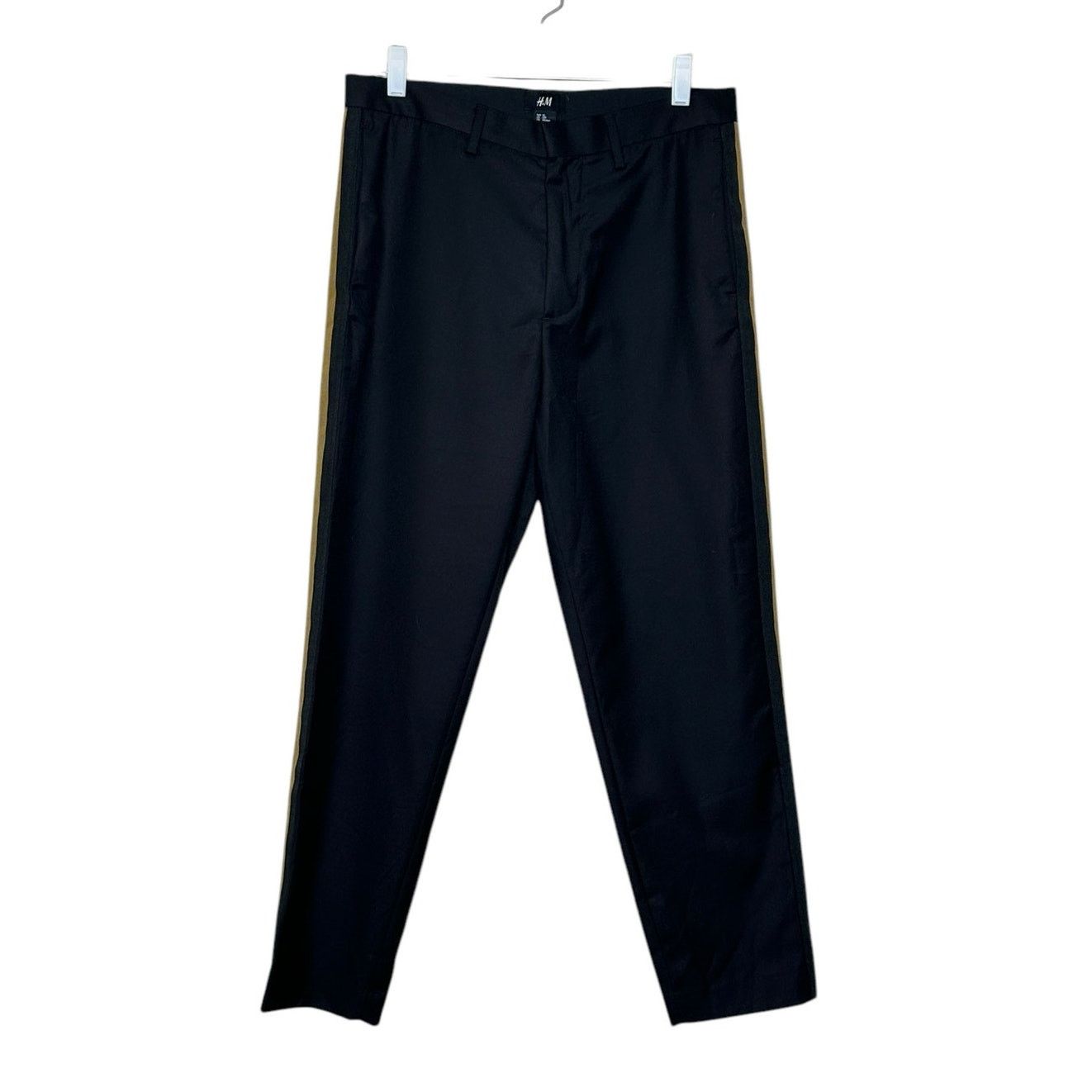 H&M H&M black side gold stripe tuxedo pants size 33R Size 34S - 1 Thumbnail