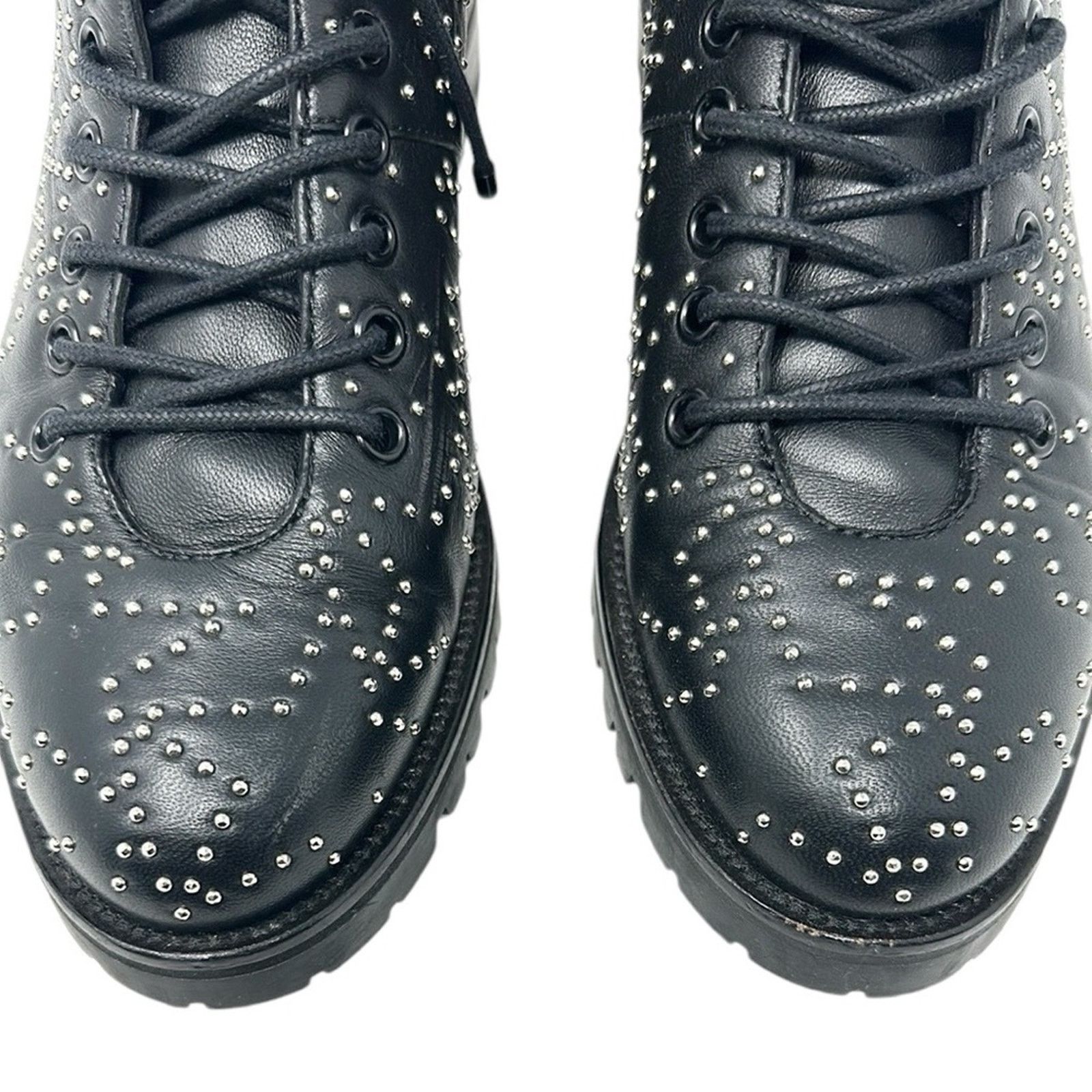 Jimmy Choo Jimmy Choo Cruz Leather Star Studded Combat Boots Black 37.5 Size US 7.5 / IT 37.5 - 4 Thumbnail