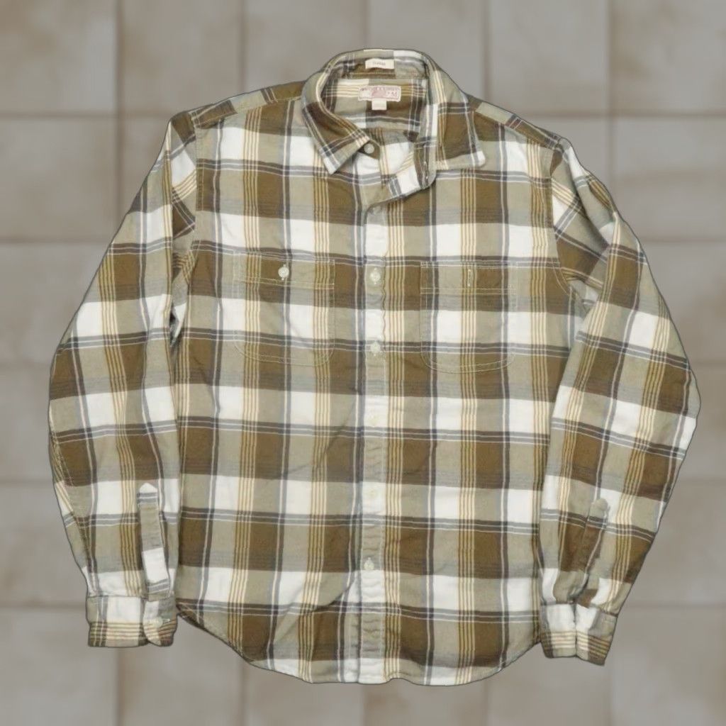 Wallace & Barnes Wallace & Barnes Shirt Mens Medium Brown Plaid Flannel Button-Up Long Sleeve Cotton Size US M / EU 48-50 / 2 - 1 Thumbnail