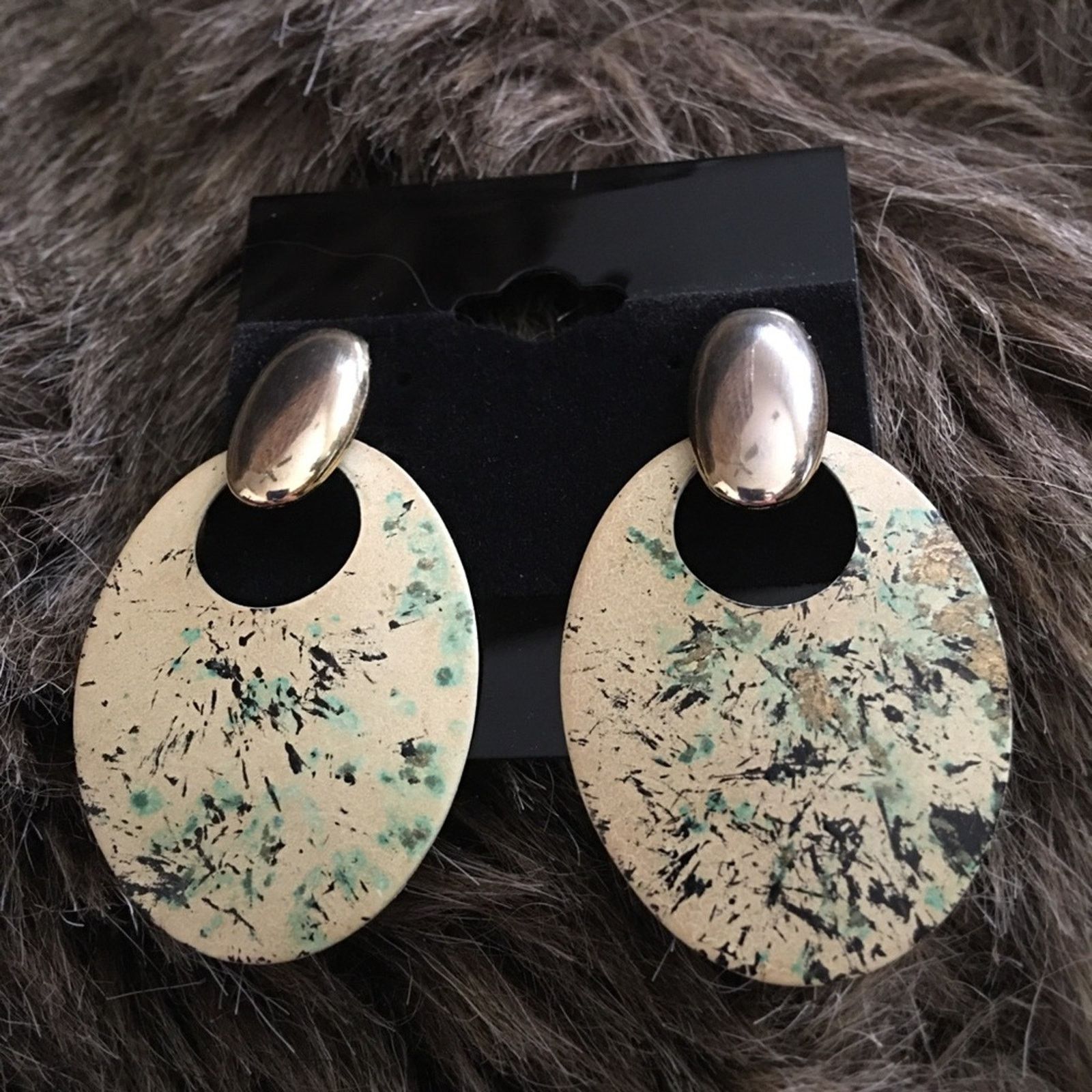 Vintage Vintage paint splatter disc pierced earrings Size ONE SIZE - 2 Thumbnail