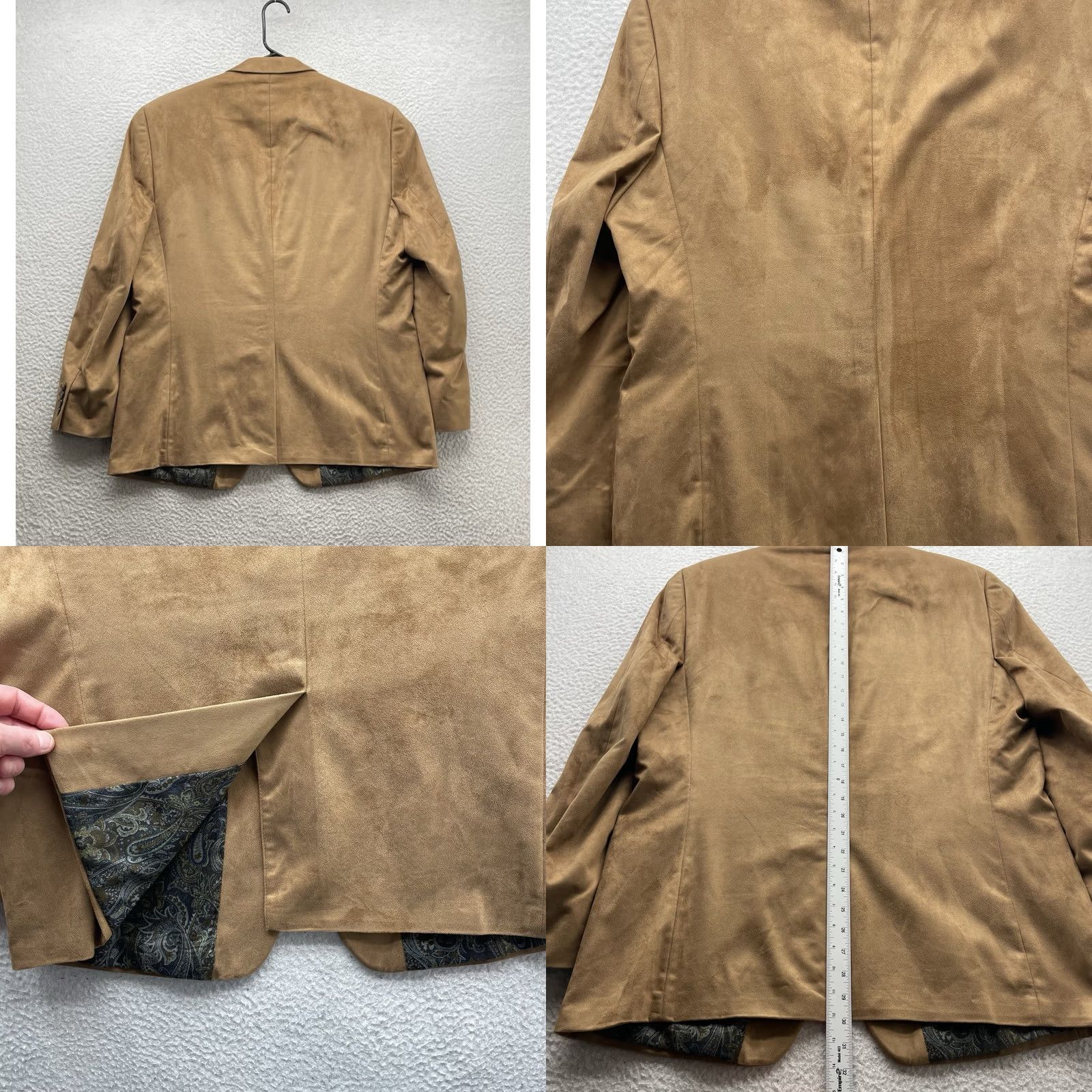 Ralph Lauren Lauren Ralph Lauren Blazer Mens 44R Brown Paisley Lined Stretch Polyester Size 44R - 8 Thumbnail