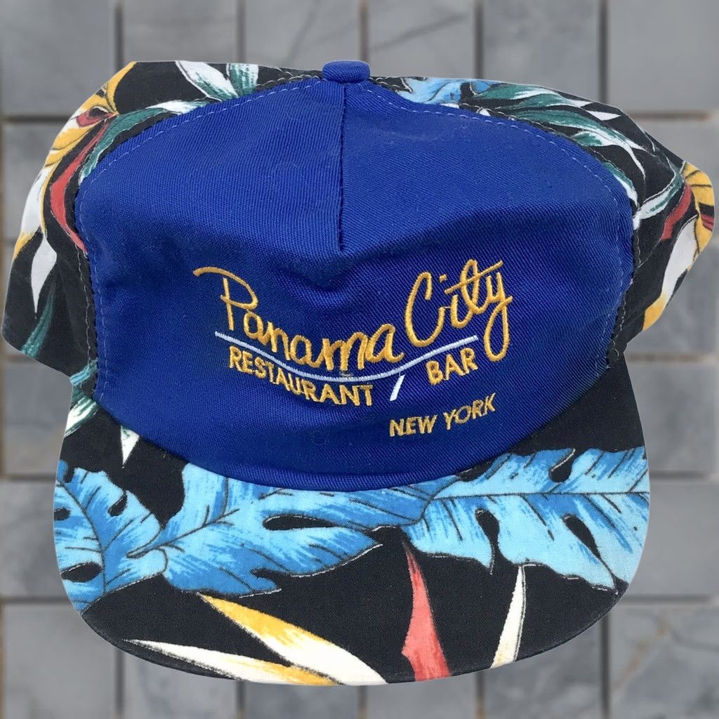 Vintage VINTAGE Broner PANAMA CITY BAR NEW YORK STRAPBACK HAT floral all-over print 90s Mens Size ONE SIZE - 1 Thumbnail