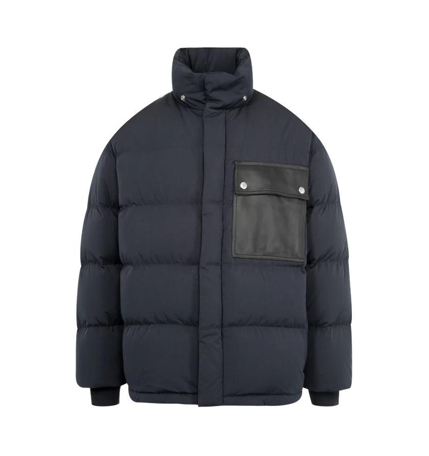 Bottega Veneta o1h1sh10526 Leather Pocket Jacket in Midnight Blue Size US M / EU 48-50 / 2 - 1 Thumbnail