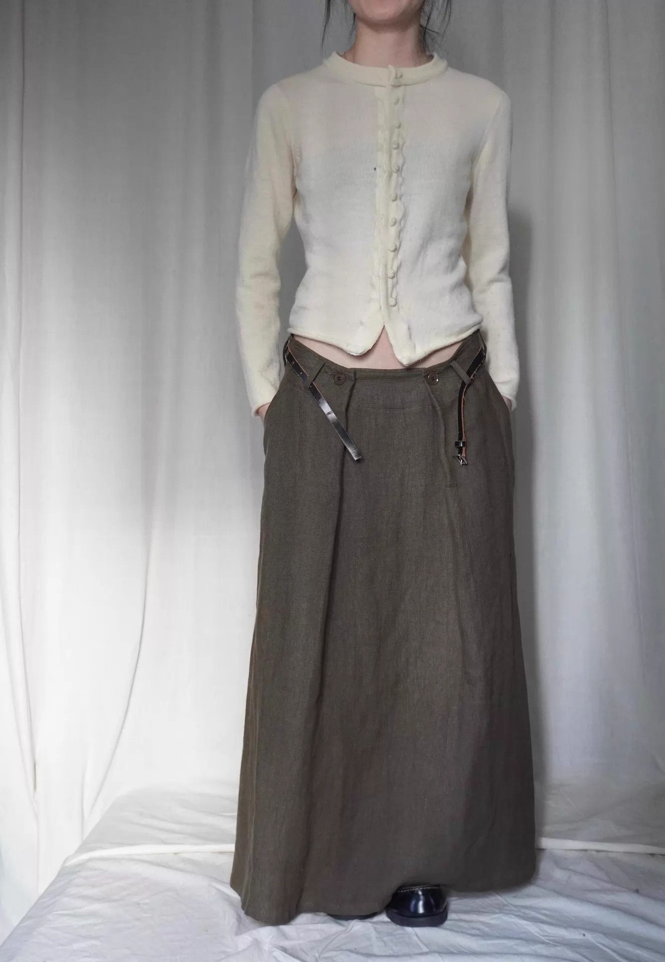 Yohji Yamamoto YOHJI YAMAMOTO 1998 Wool Knit Velvet Bamboo Buttons White Size S / US 4 / IT 40 - 6 Thumbnail