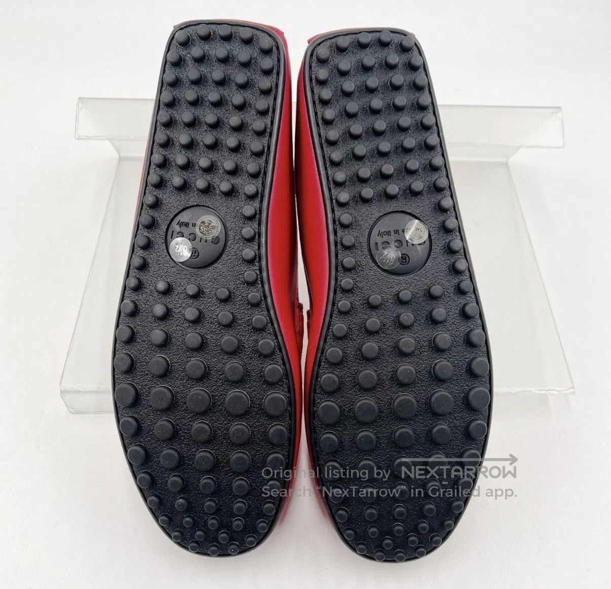 Gucci Red Embossed Leather Slip-On Shoes. Size US 9 / EU 42 - 7 Thumbnail
