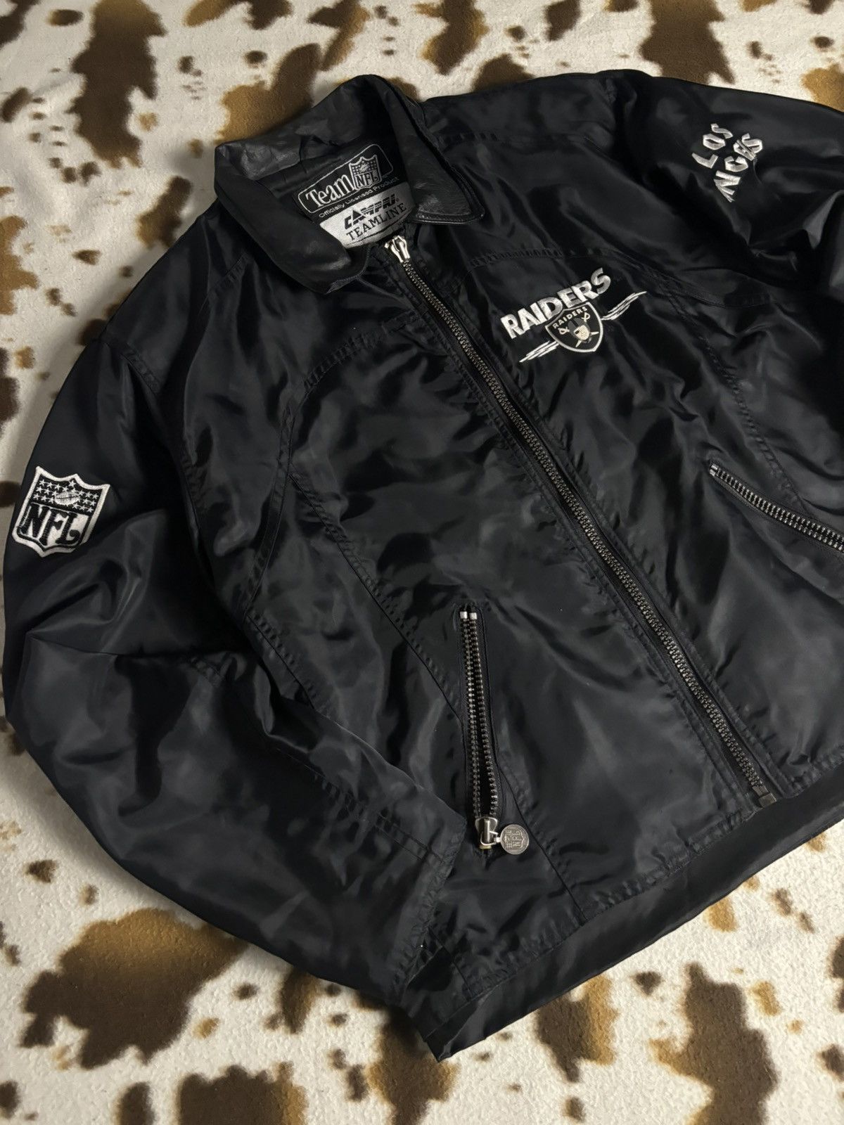 NFL × Vintage Vintage Bomber jacket NFL los Angeles Raiders Logo Campri Size US XL / EU 56 / 4 - 3 Thumbnail