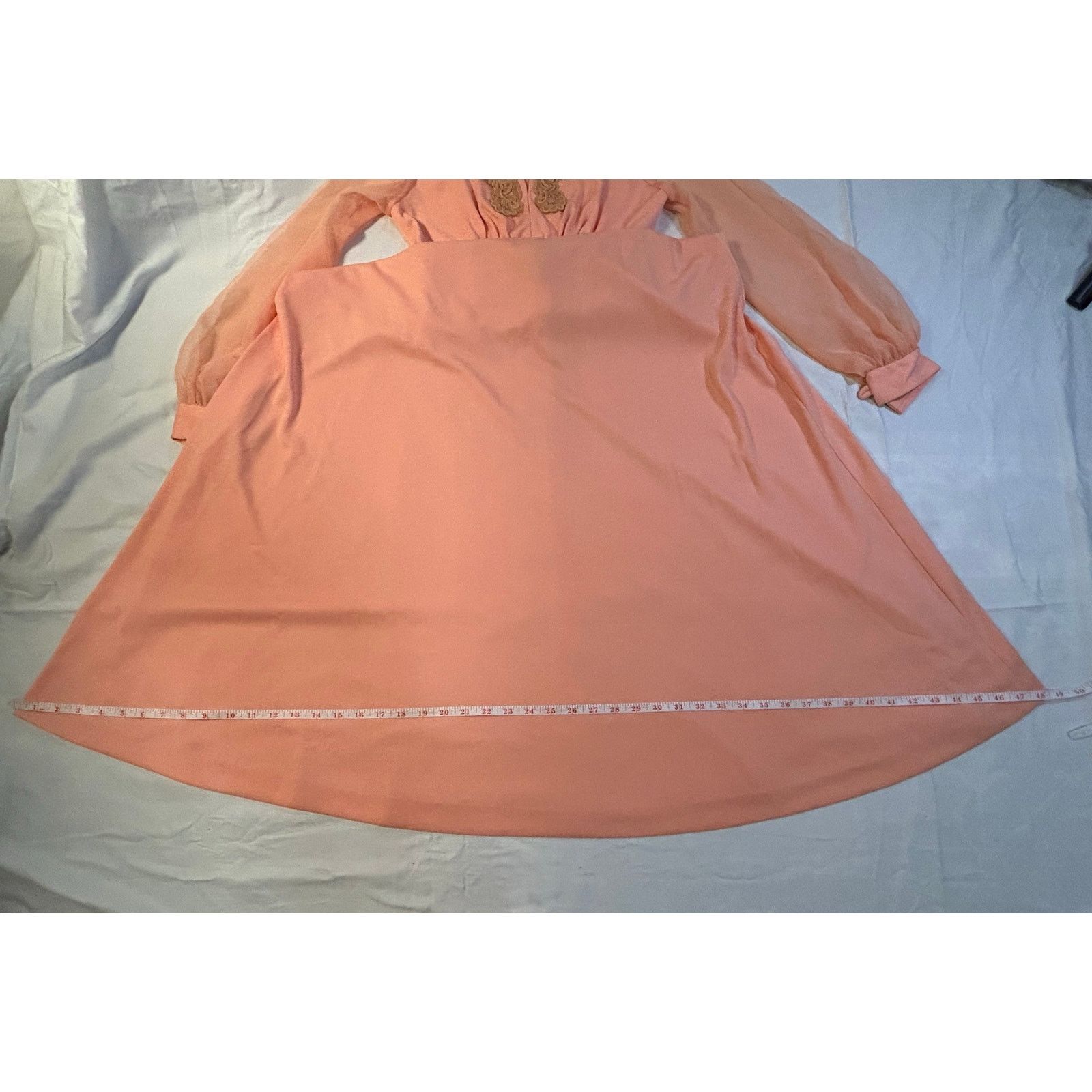 Other Peachy Vintage Elegance - Timeless Sheer Sleeve Gown Size 0 Size XS / US 0-2 / IT 36-38 - 5 Thumbnail