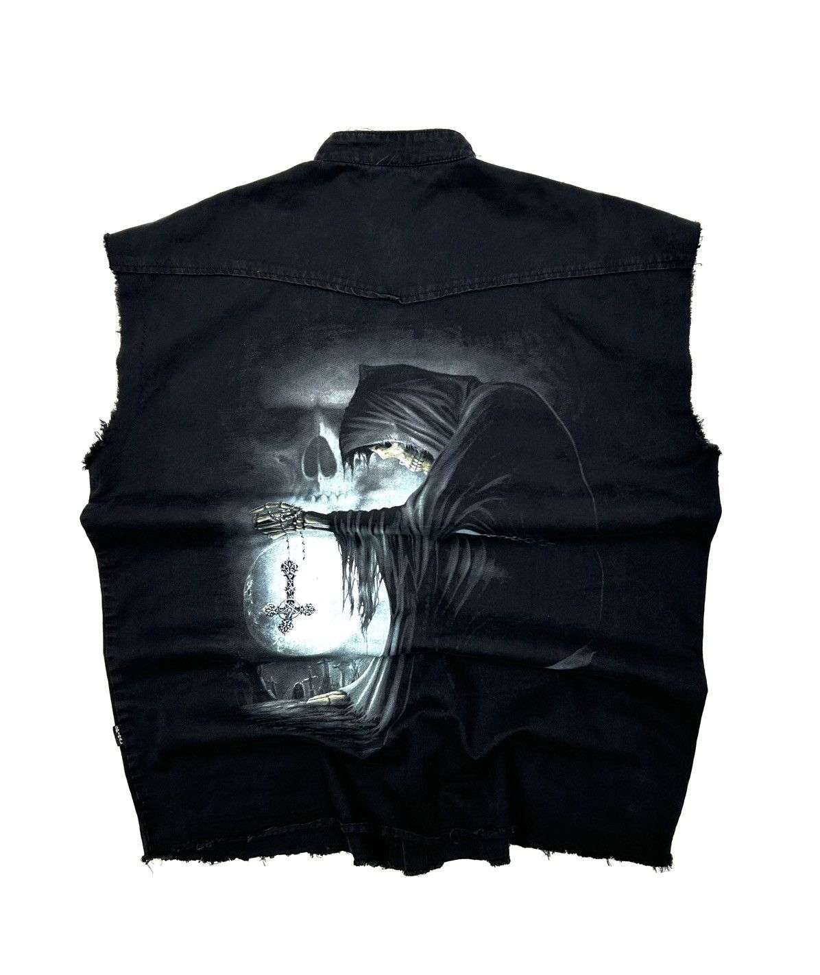 Band Tees Vintage Spiral Black Denim Vest Death Graphic Skull XXL Y2K Size US XXL / EU 58 / 5 - 2 Thumbnail