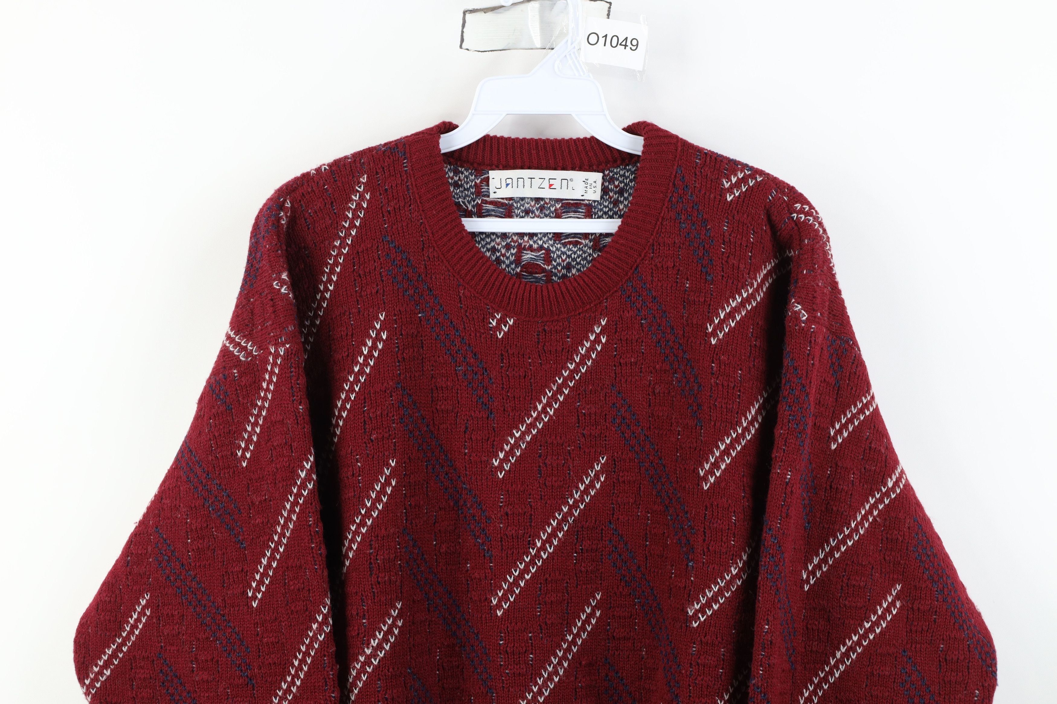 Vintage Vintage 90s Streetwear Herringbone Knit Crewneck Sweater USA Size US L / EU 52-54 / 3 - 2 Thumbnail