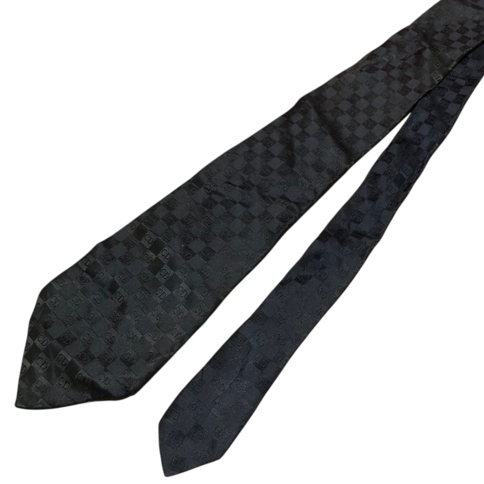 Dior 🔥DIOR HOMME Black Silk Jacquard Damier Monogram CD Tie Size ONE SIZE - 5 Thumbnail