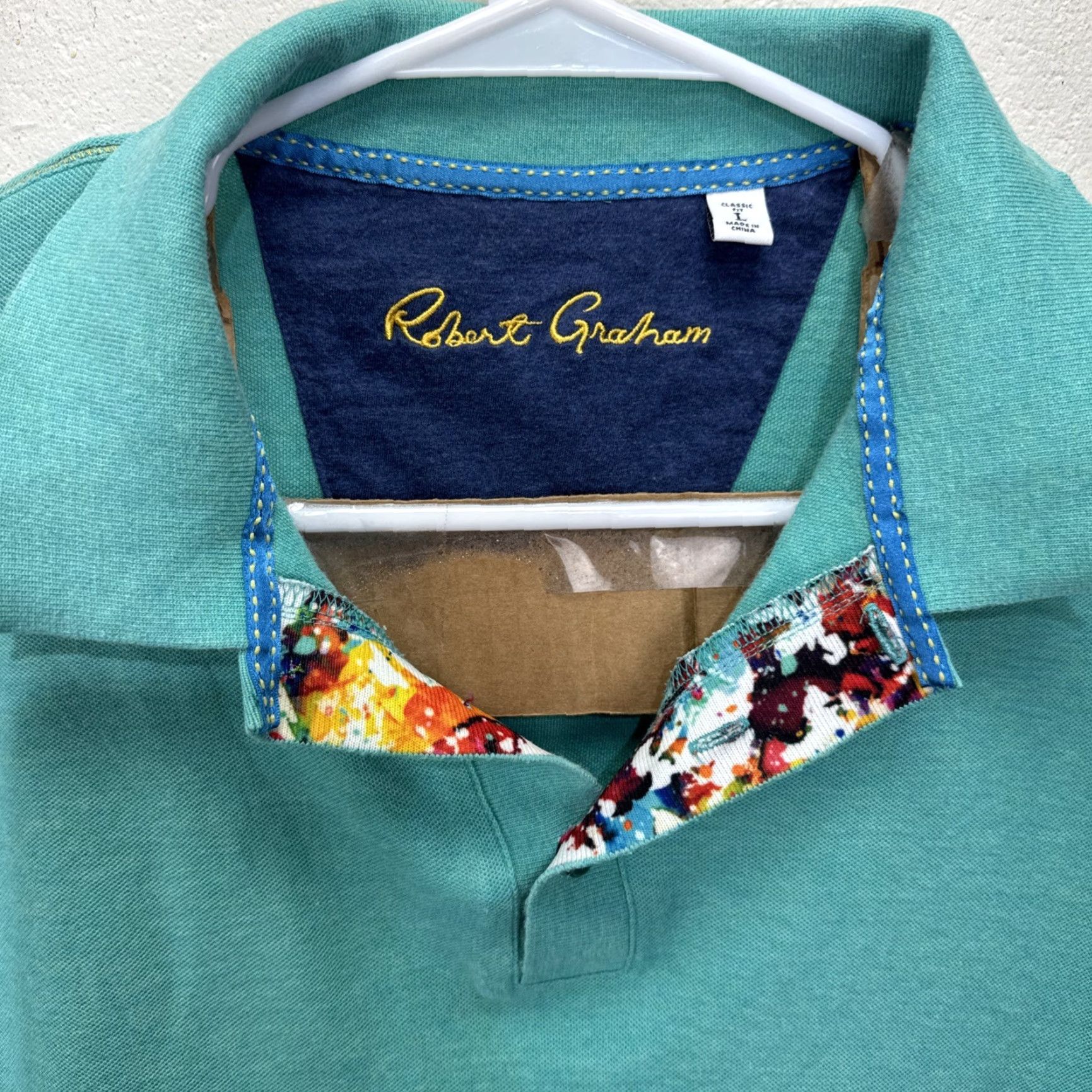 Robert Graham VINTAGE Robert Graham Polo Shirt Men Size L Short Sleeve Cotton Green Casual Summer Size US L / EU 52-54 / 3 - 3 Thumbnail