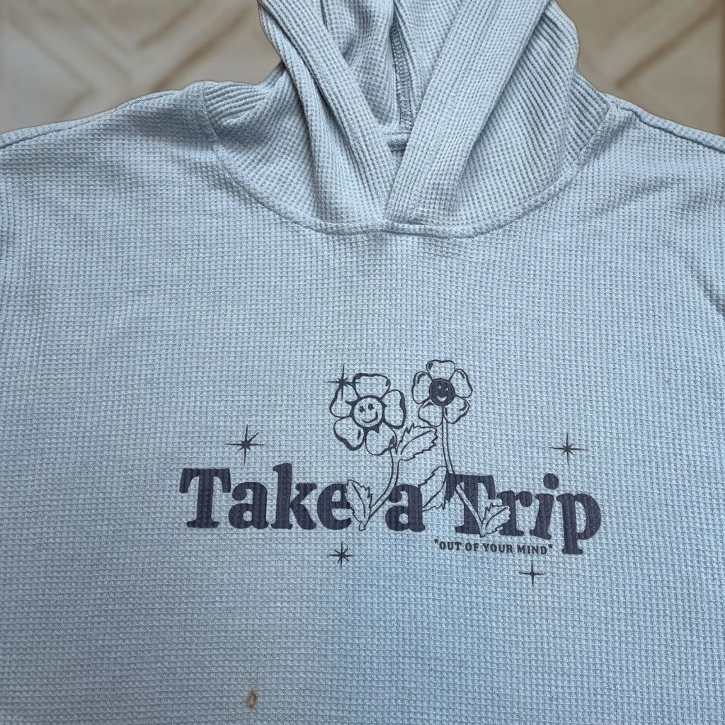 Logo 7 VINTAGE 4th Dimension Hoodie Sweatshirt Womens XL Pullover Take a Trip Logo Waffle Knit Blue Size XL / US 12-14 / IT 48-50 - 1 Thumbnail